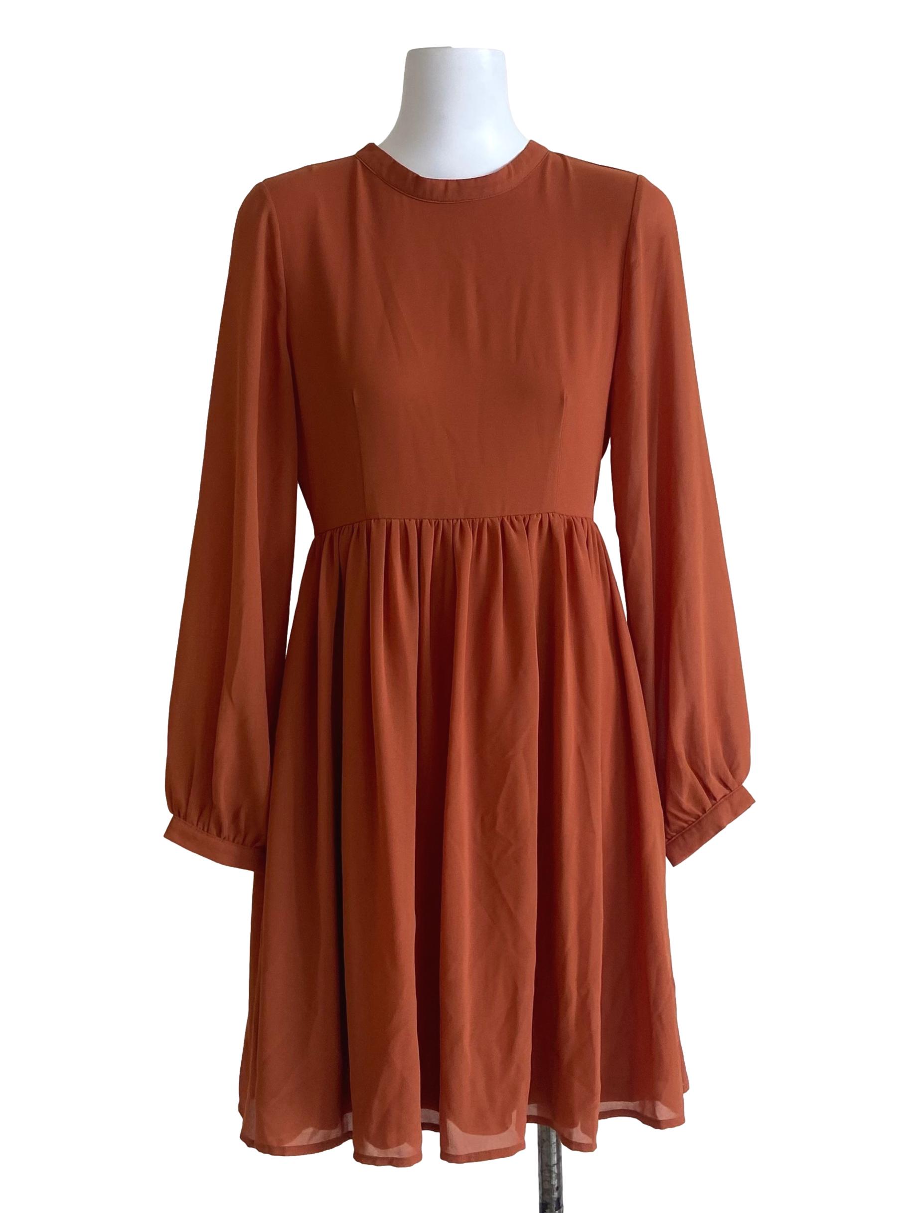 Fire Orange Twill A-Line Dress
