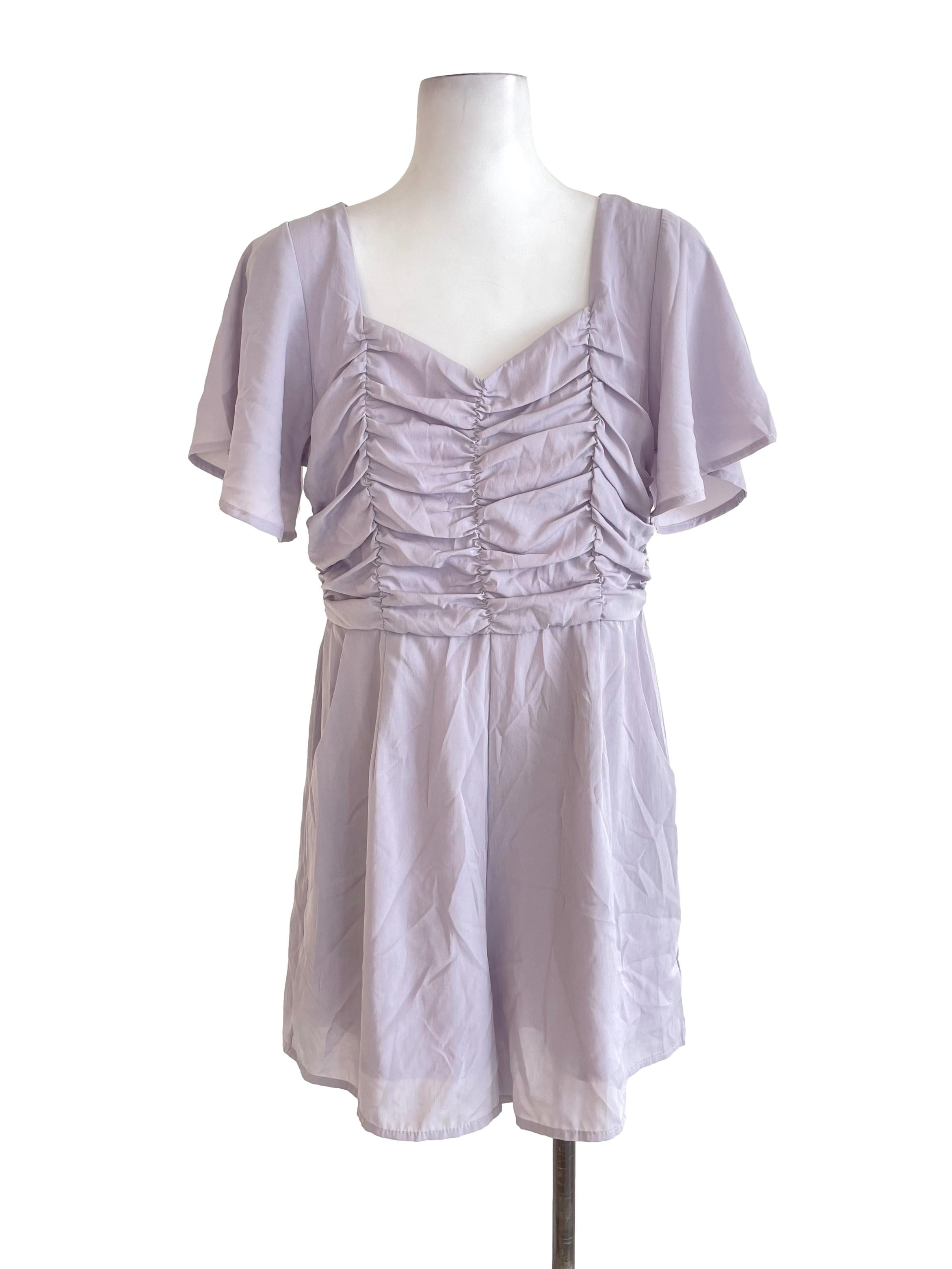 Ash Lilac Ruched Romper