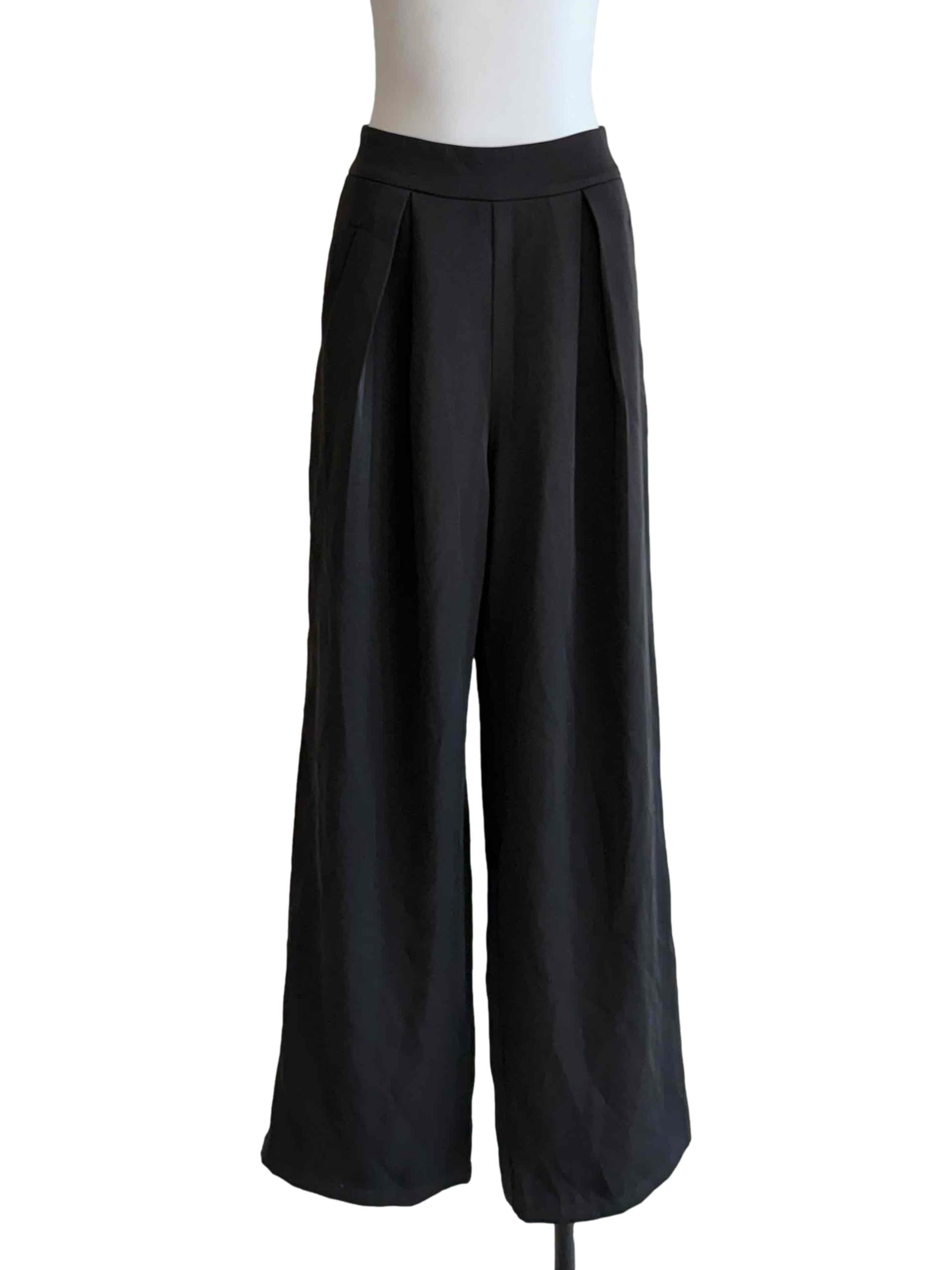 Jet Black Pleated Pants
