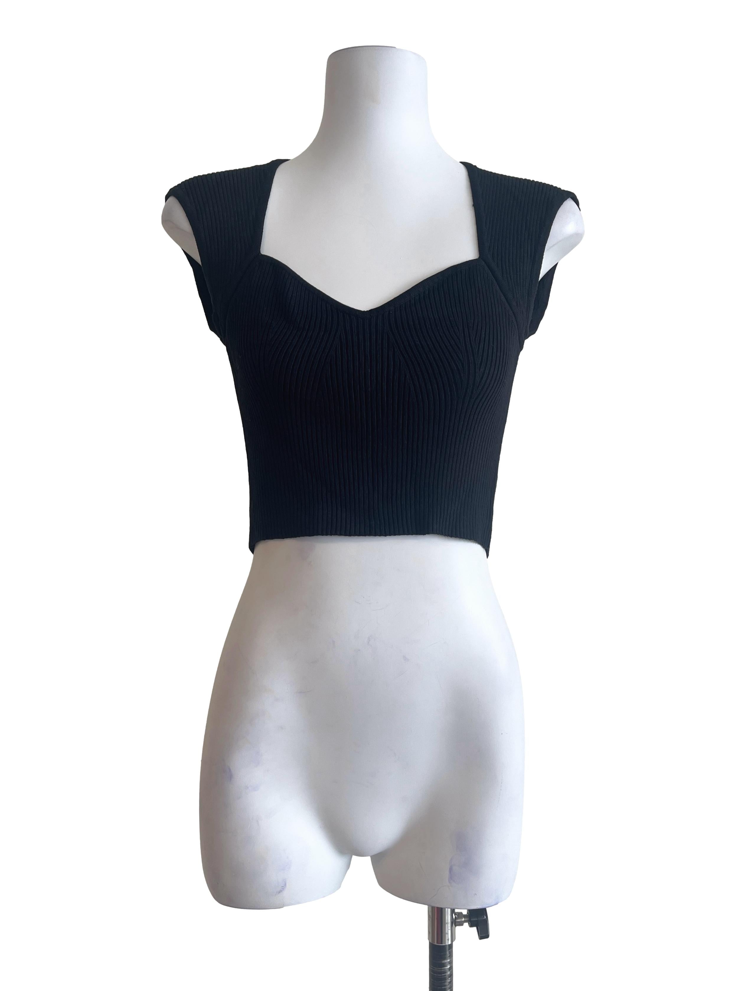 Ink Black Queen Anne Sleeveless Top