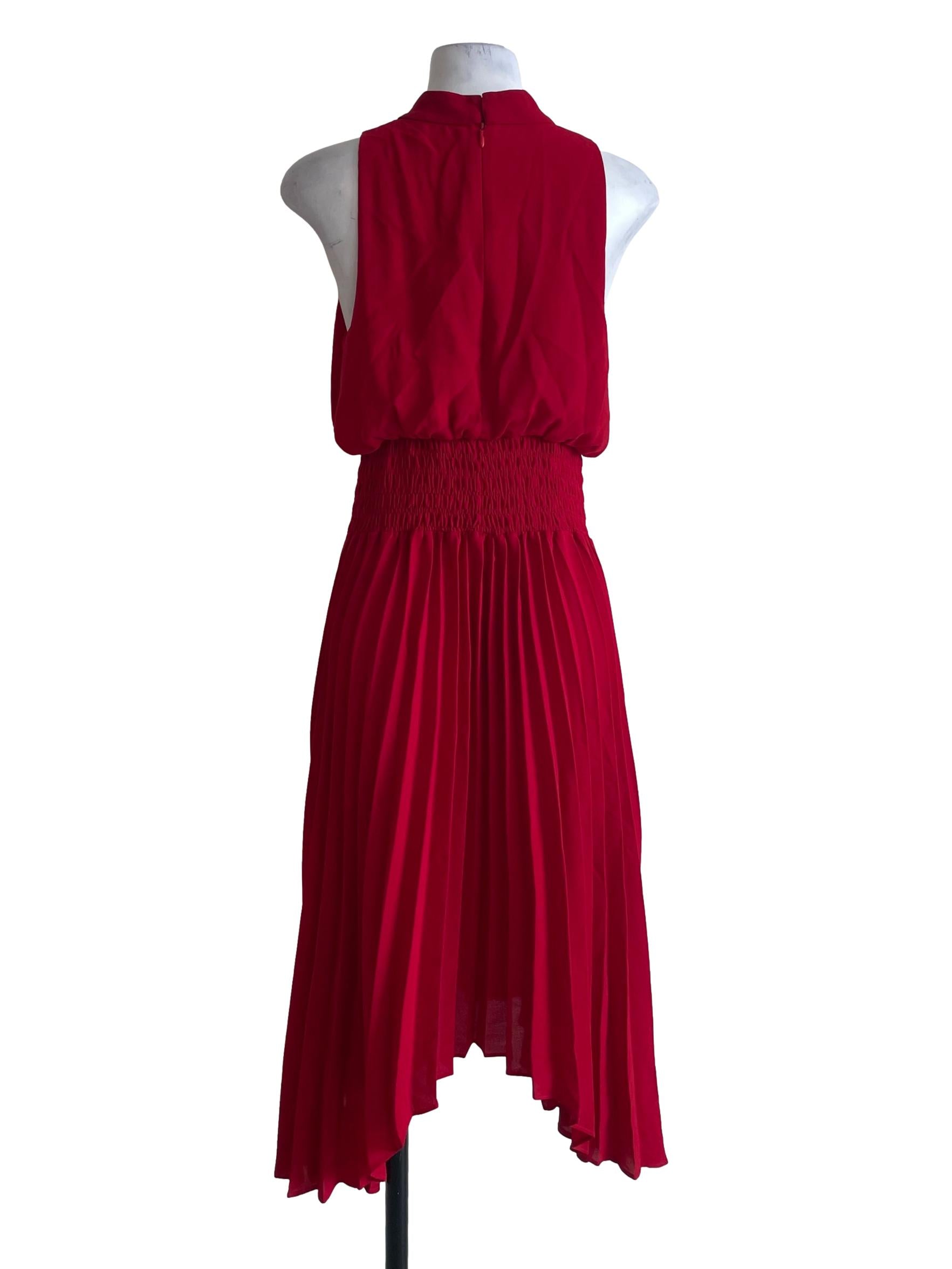 Red Ruched Waist Dress