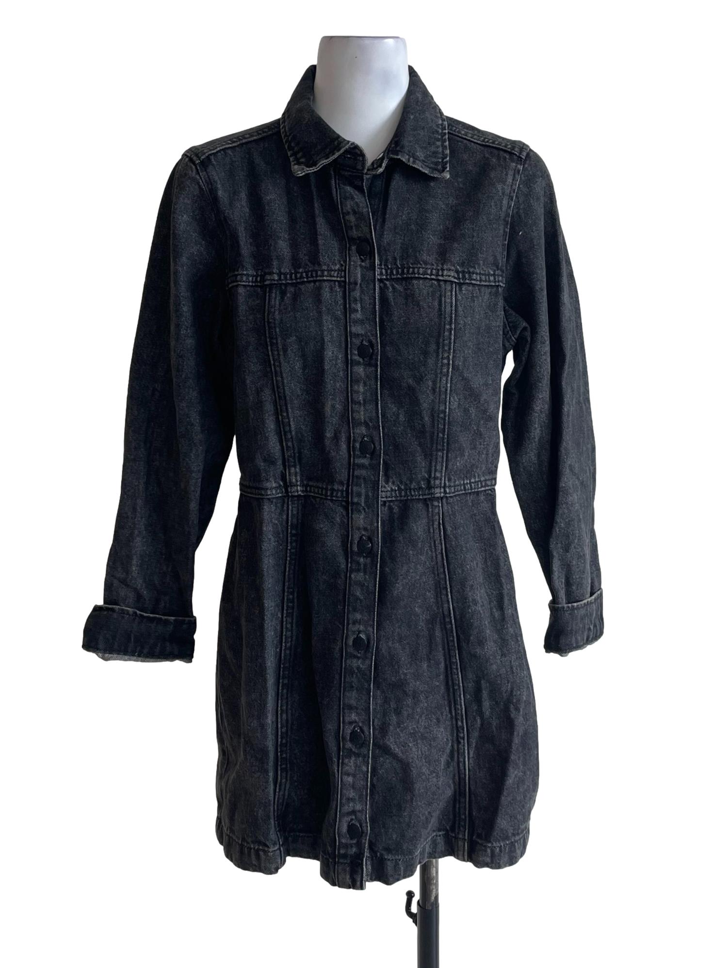 Dark Grey Denim Button Up Dress