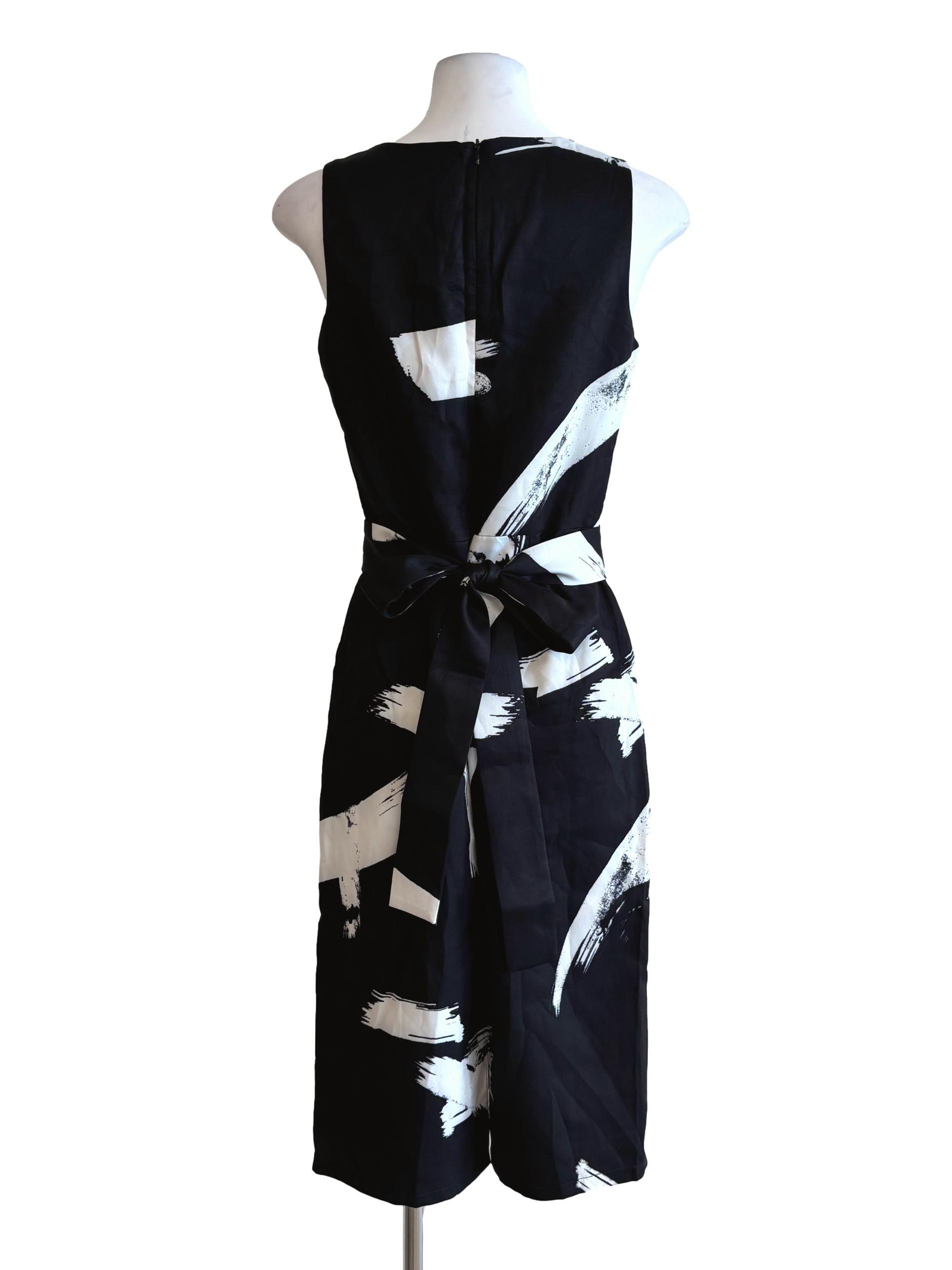 Black White Paint Strike Pencil Dress
