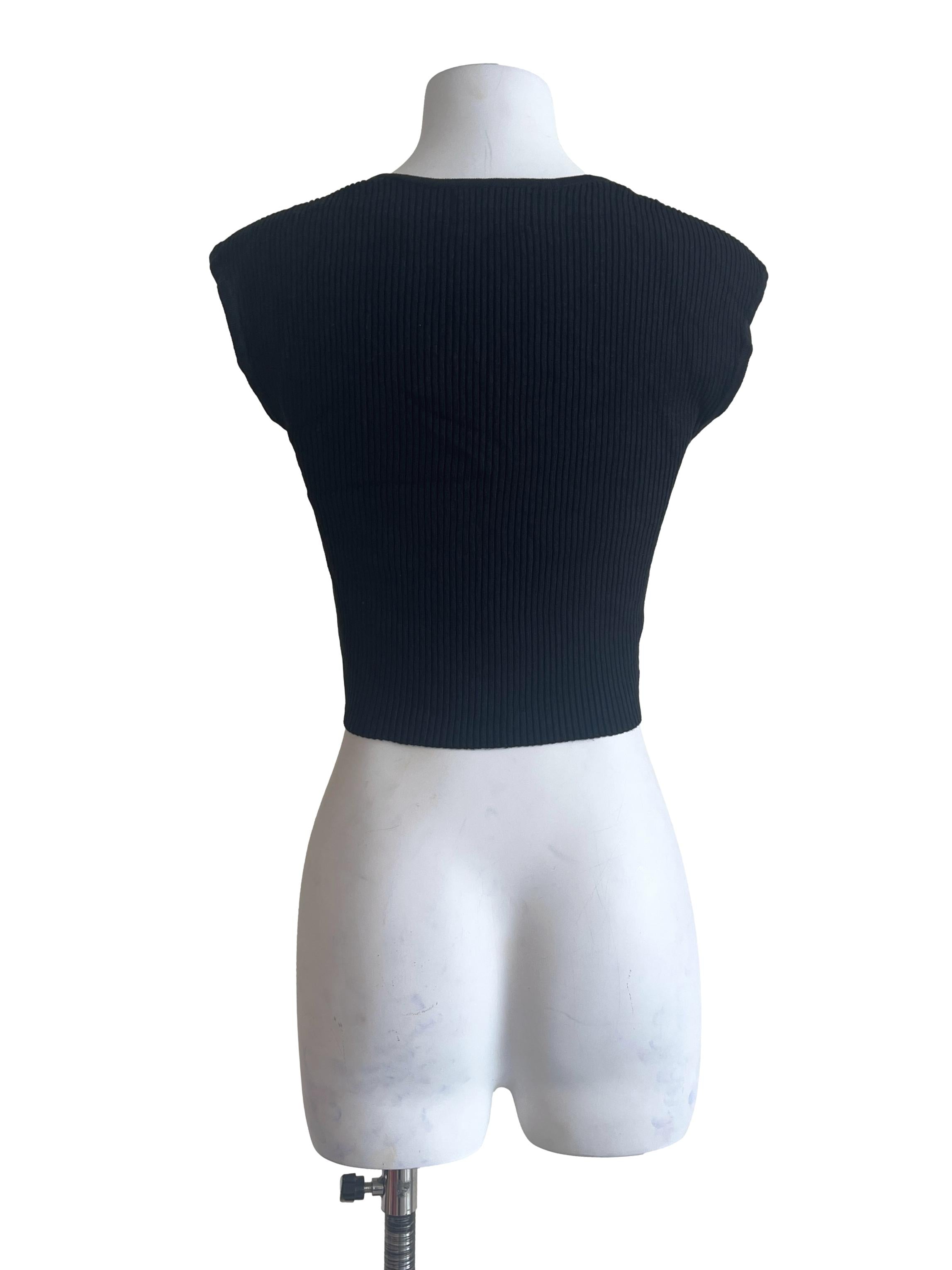 Ink Black Queen Anne Sleeveless Top