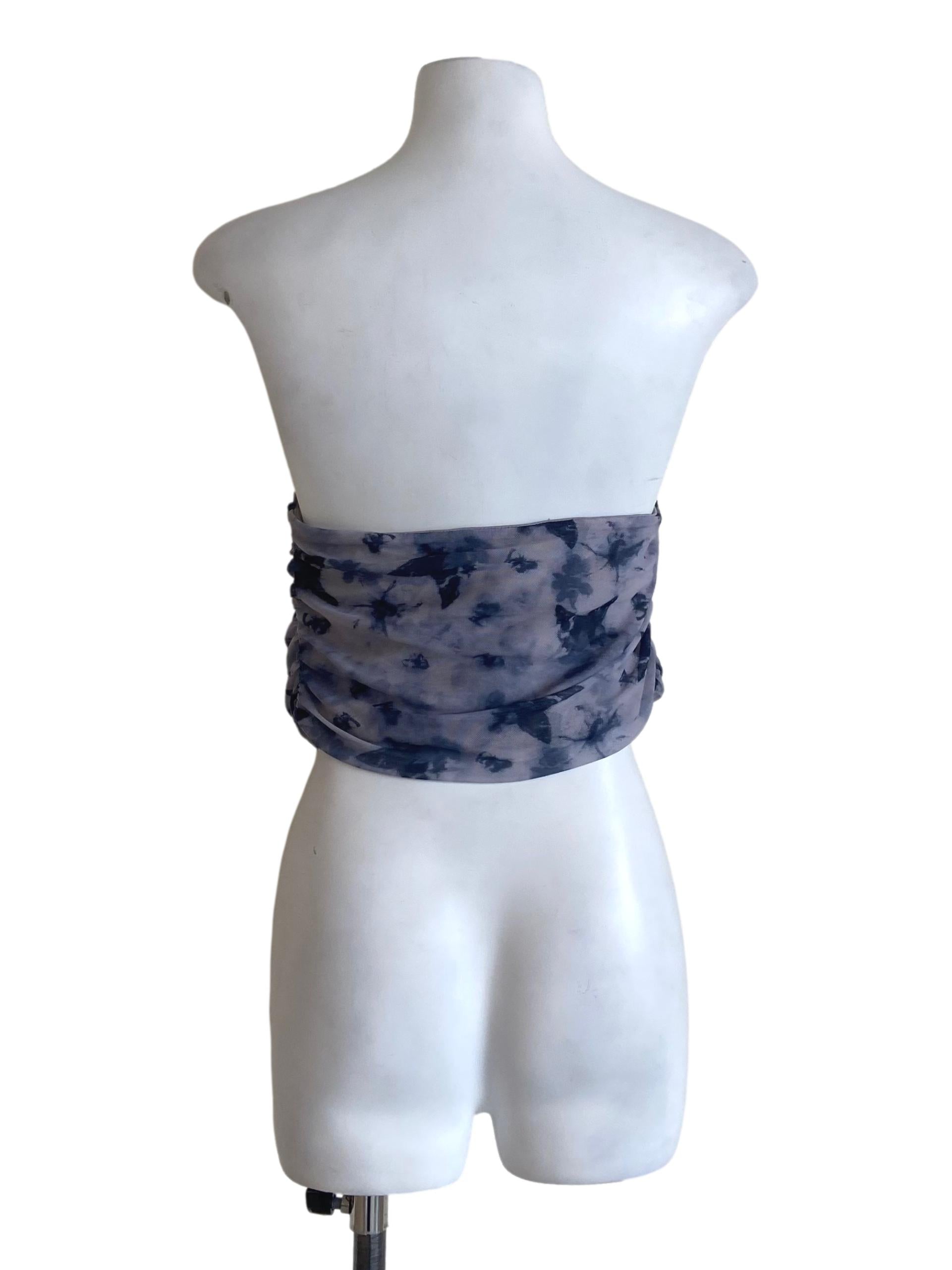 Purple & Butterfly Strapless Crop Top