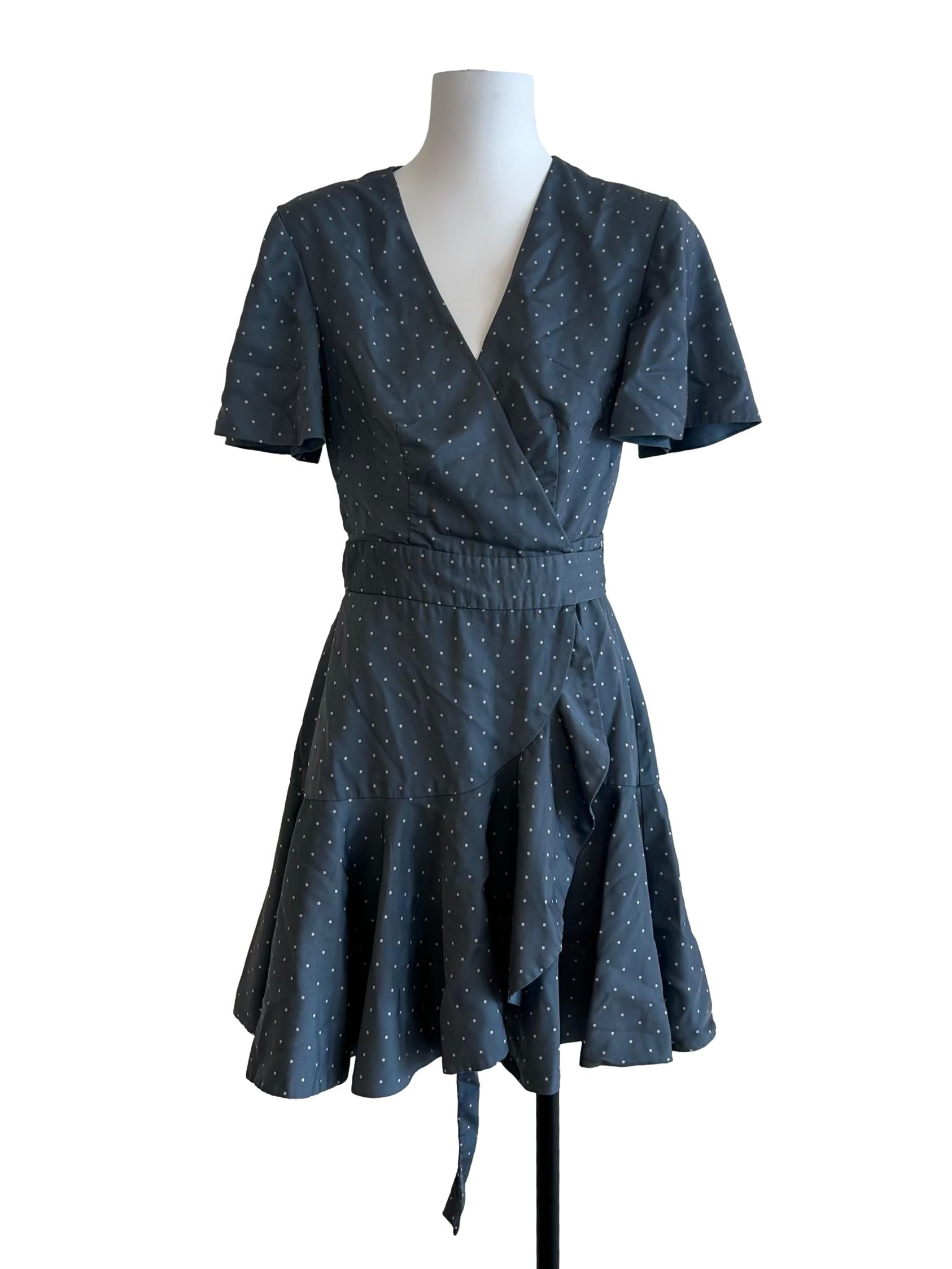 Fossil Grey Polka Dot Wrap Dress