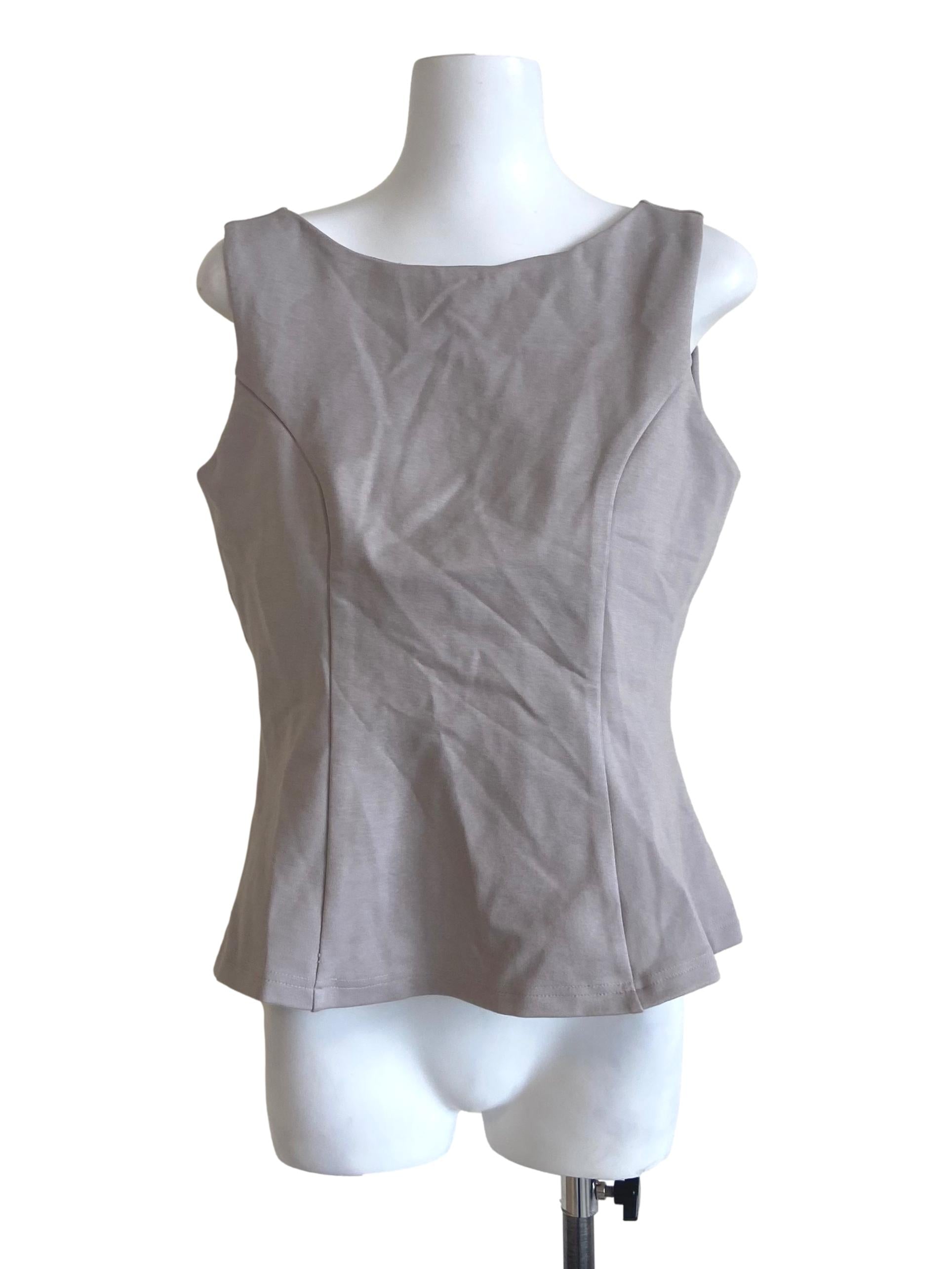 Coin Silver Sleeveless Twill Blouse