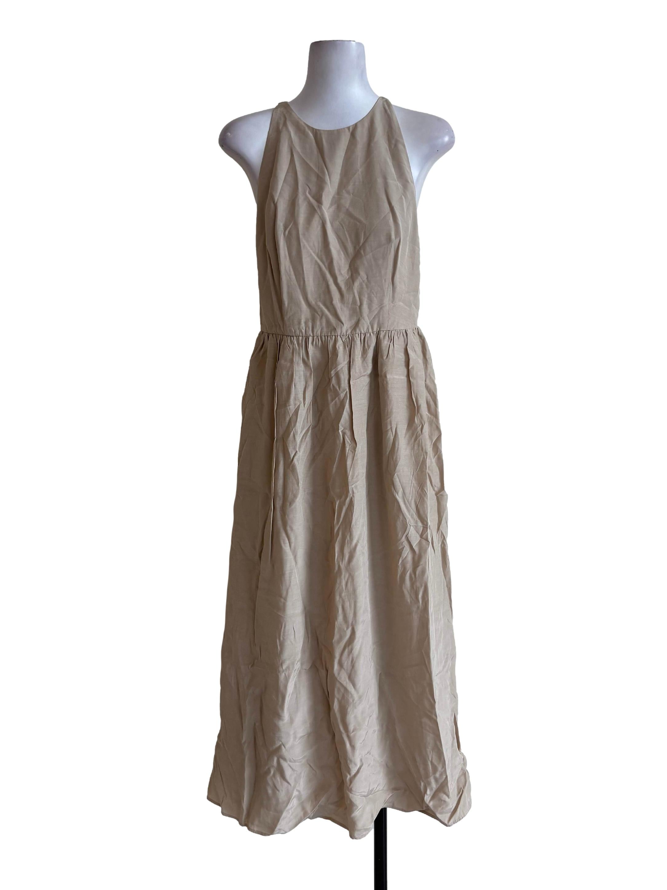 Oat Beige Halter Bouffant Dress OSN