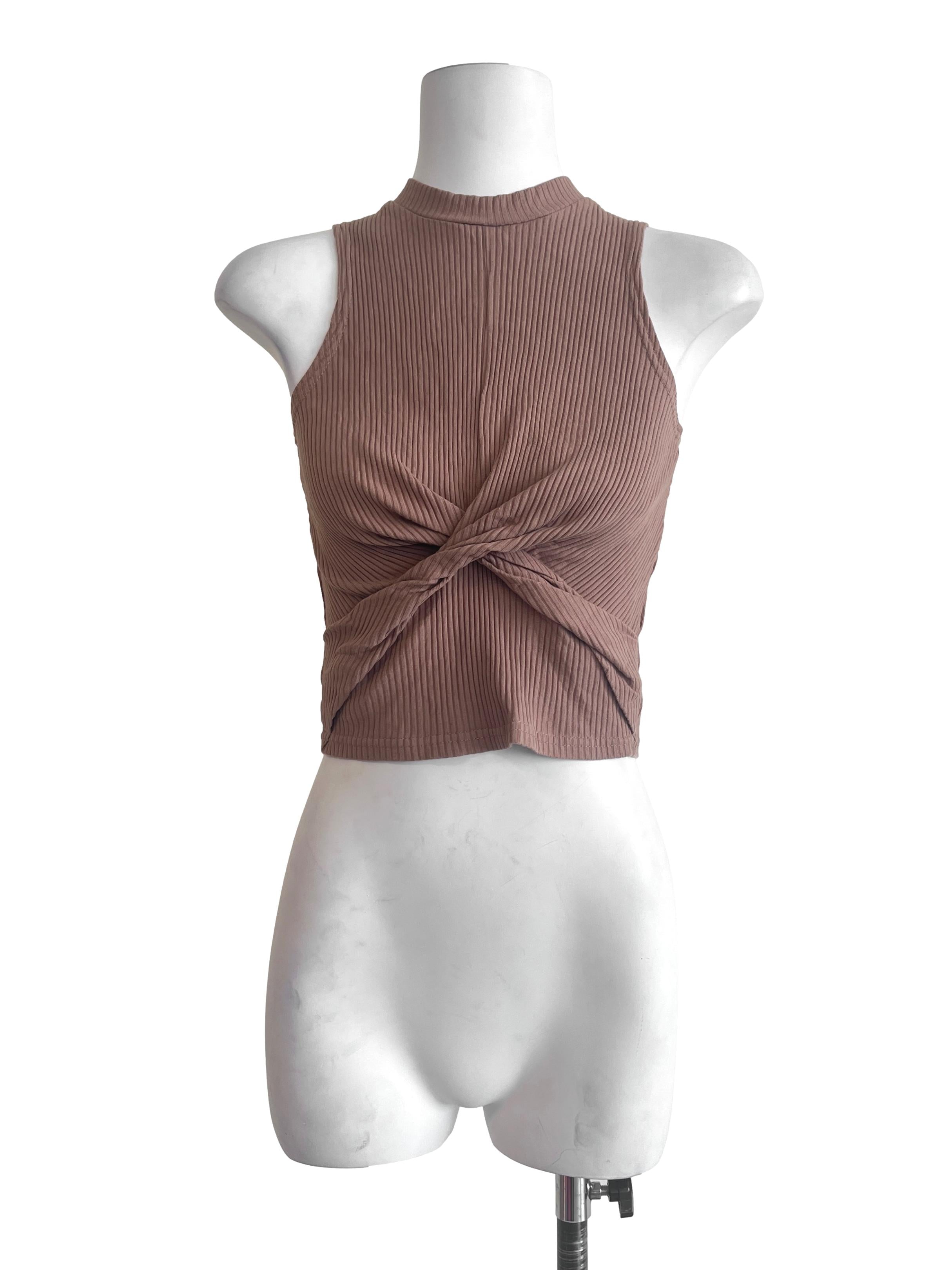 Tawny Brown Halter Sleeveless Top