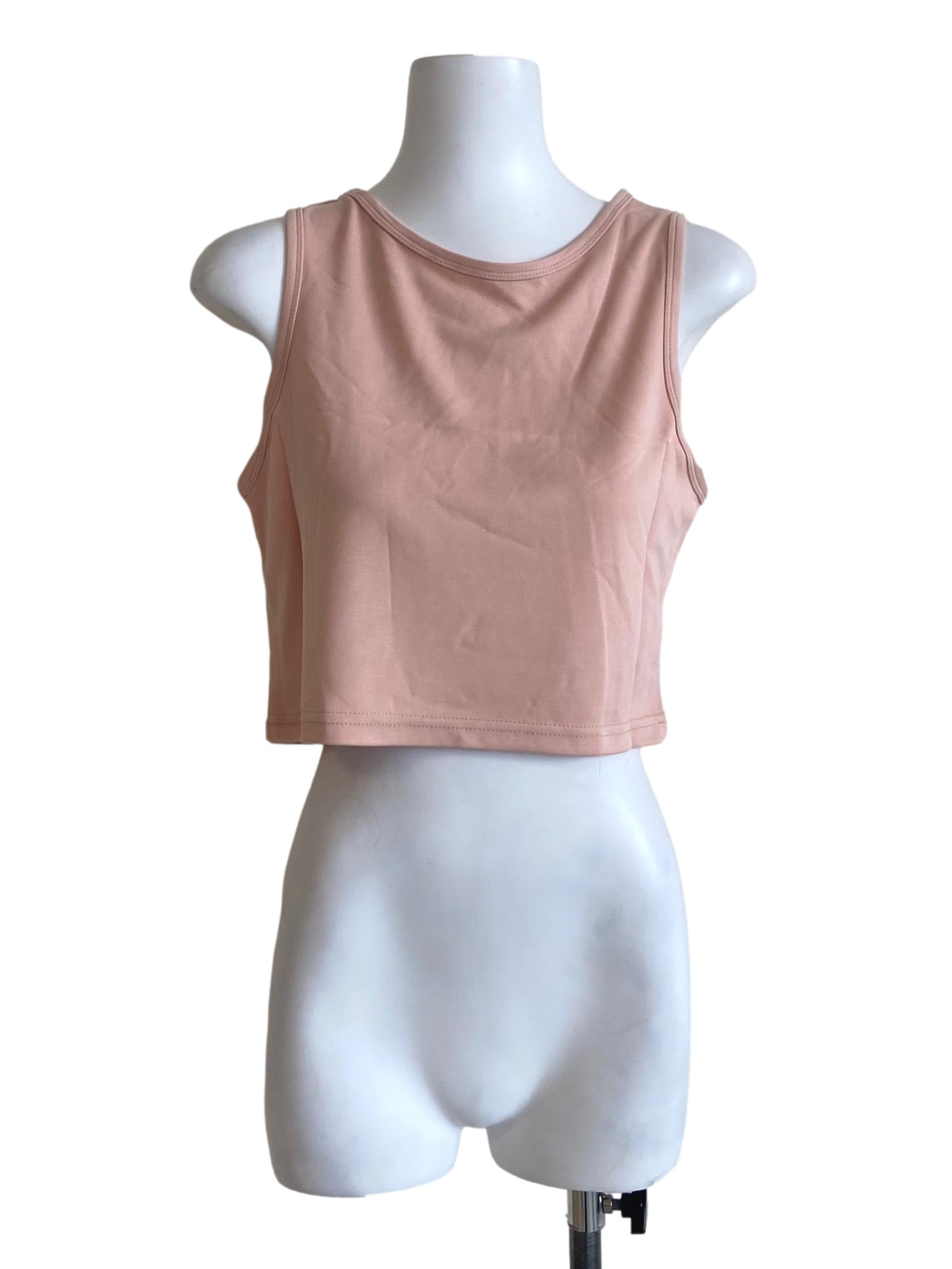 Salmon Pink Sleeveless Twill Top