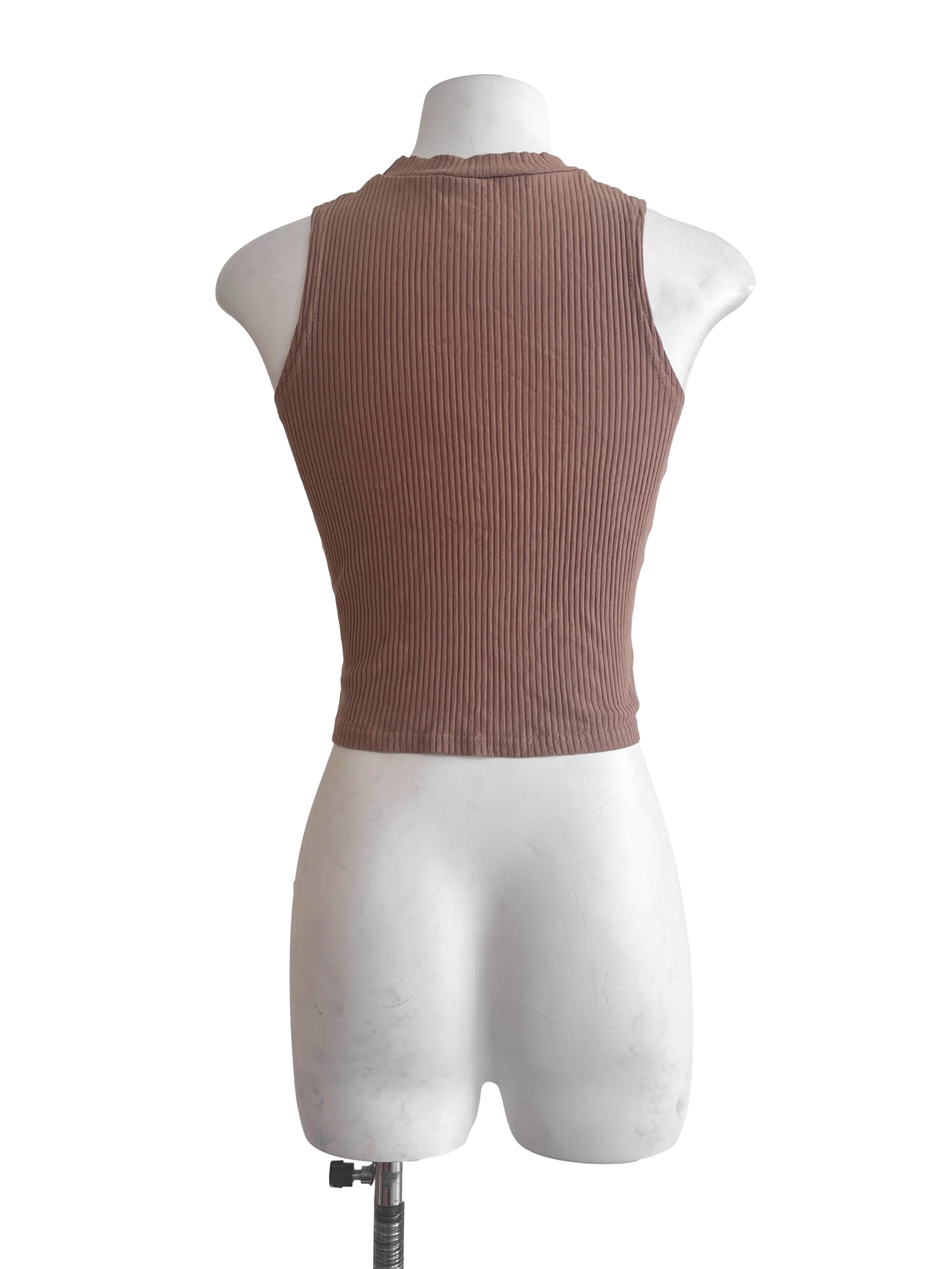 Tawny Brown Halter Sleeveless Top