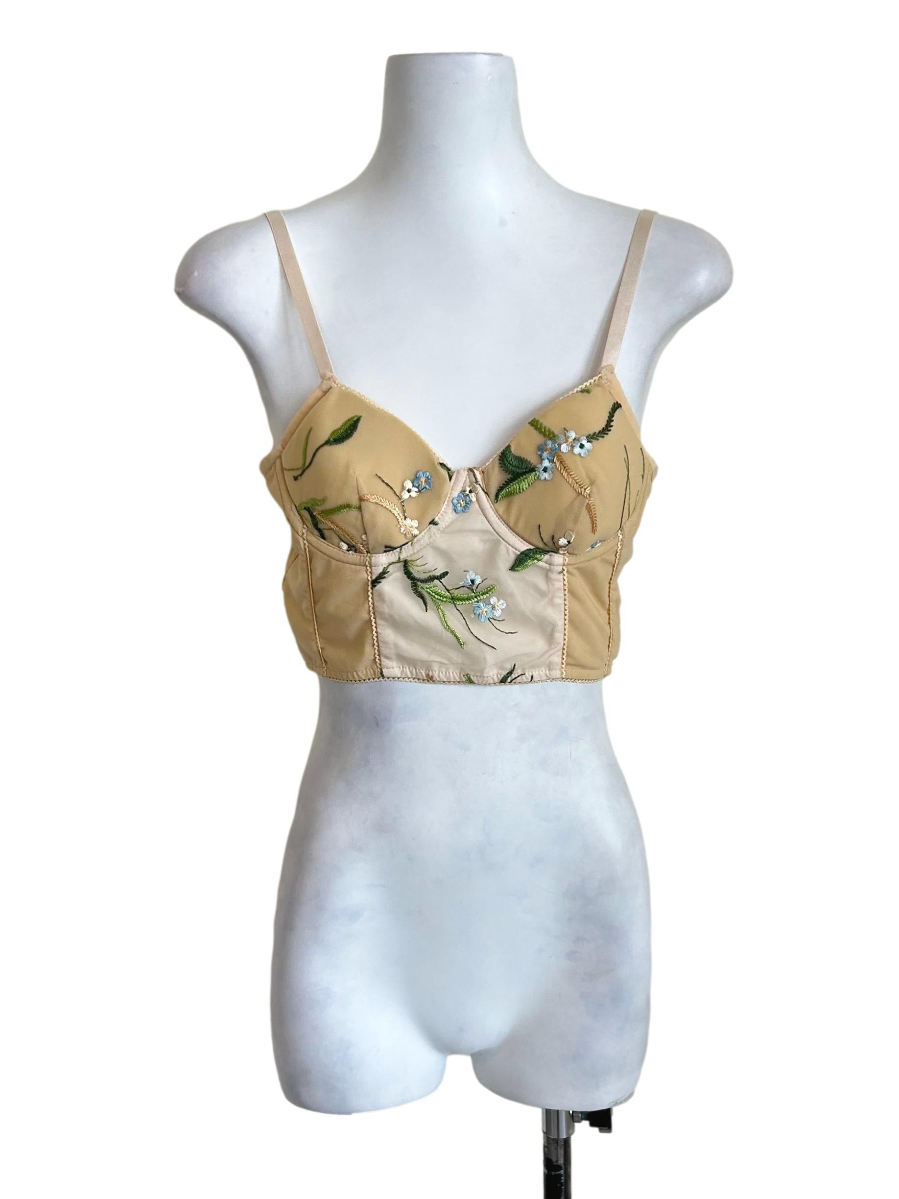 Blonde Floral Embroidered Corset Top