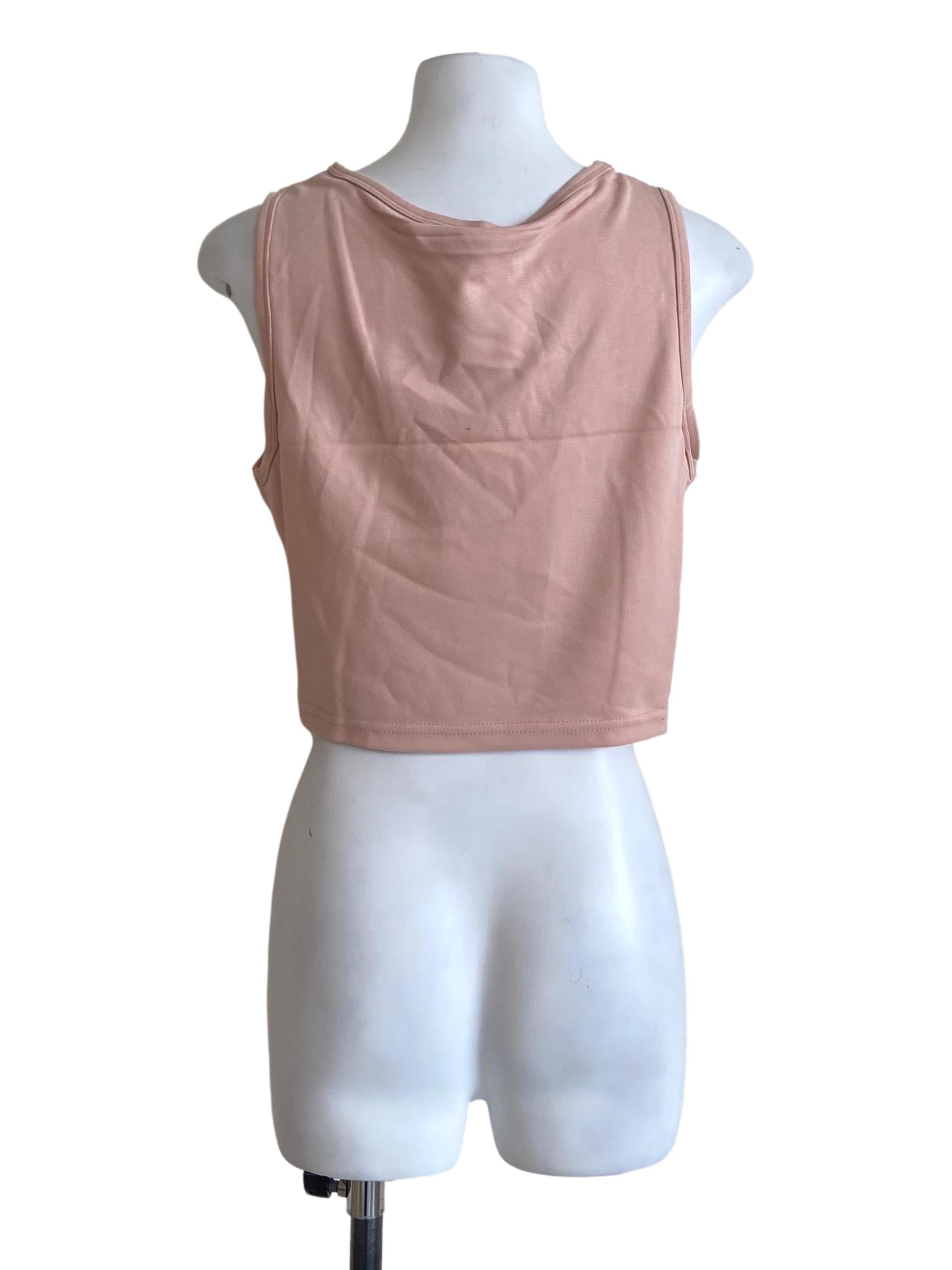 Salmon Pink Sleeveless Twill Top