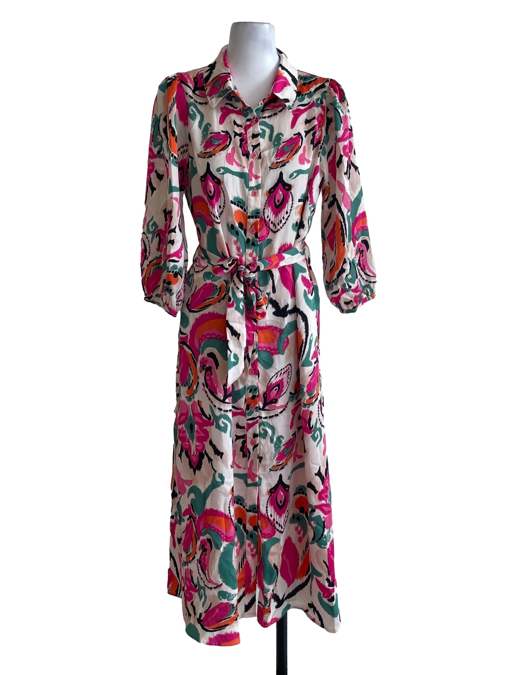 Multicolor Prints Button Up Dress