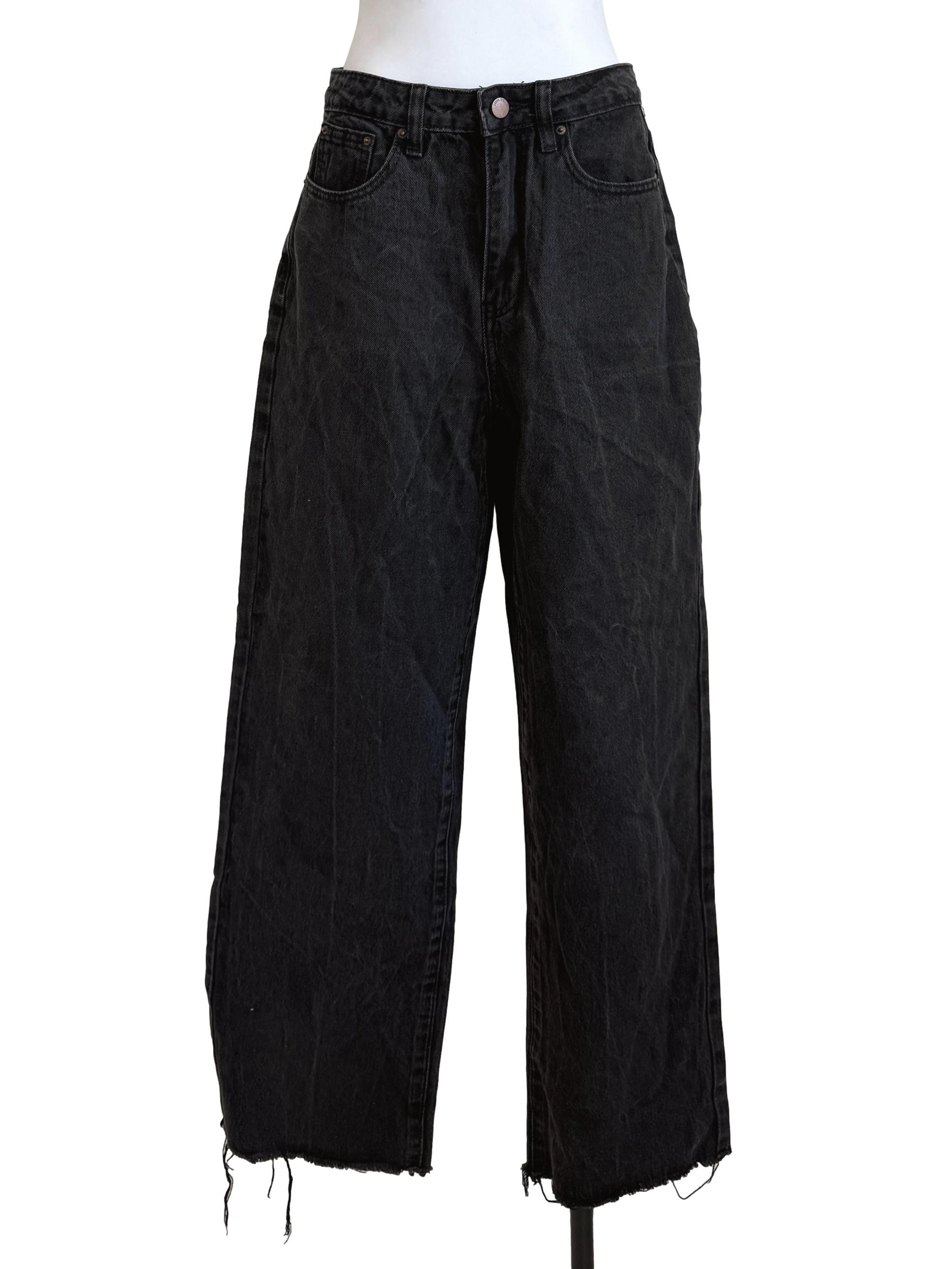 Charcoal Grey Denim Frayed Hem Jeans LB