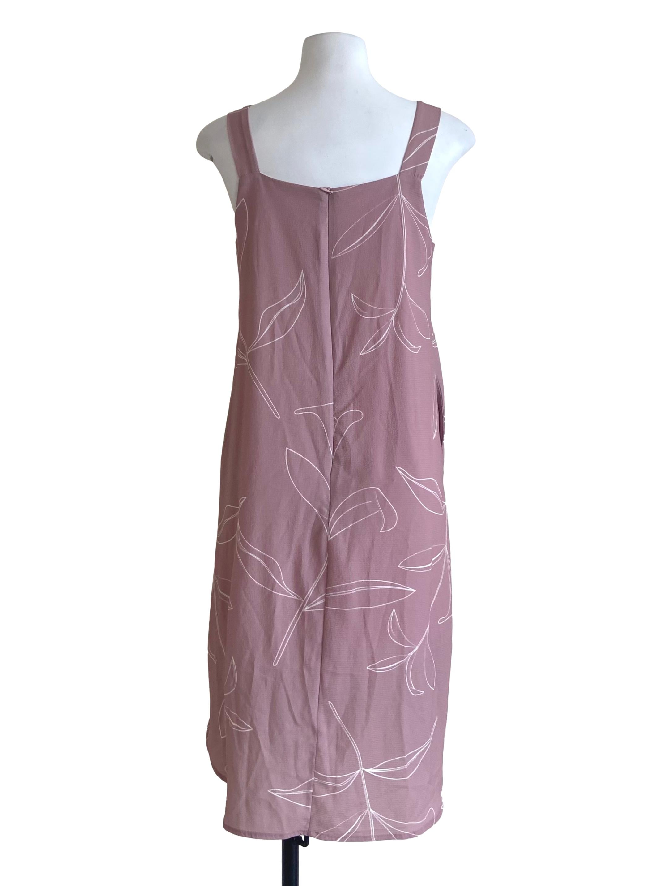 Rose Pink Floral Sleeveless Apron Dress