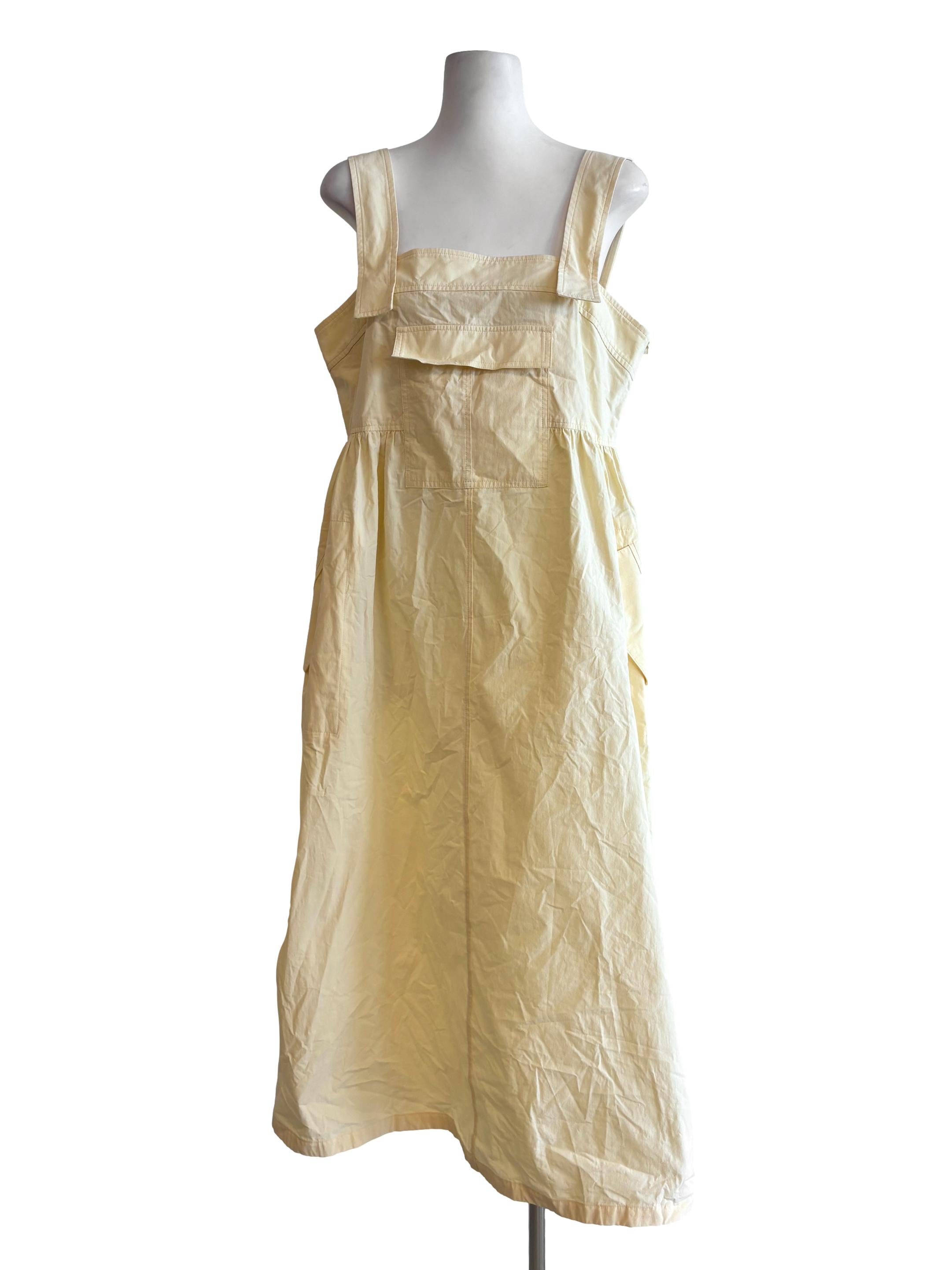 Pastel Yellow Cotton Cargo Dress LB