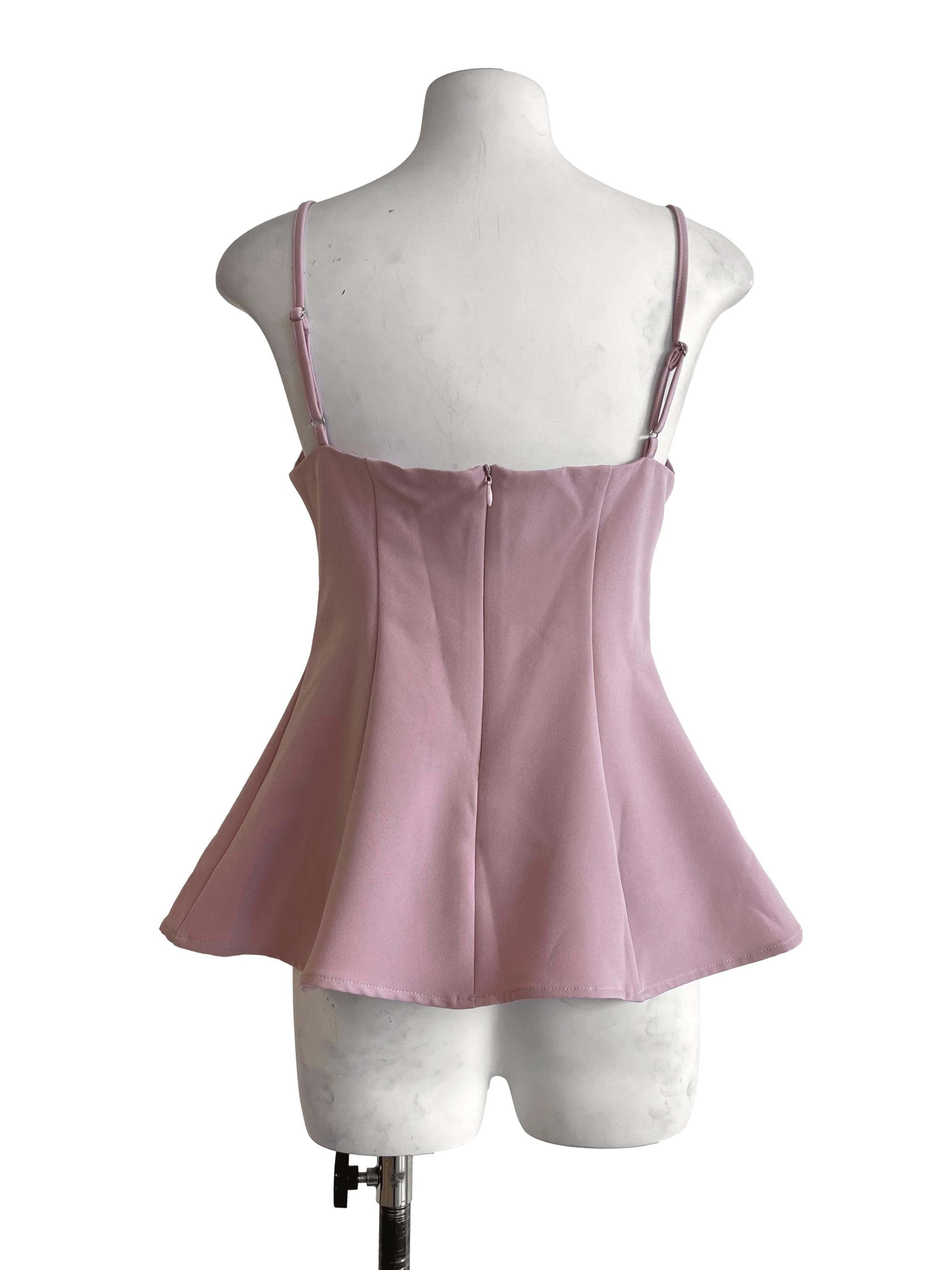 Rose Pink Sweetheart Spaghetti Sleeveless Top