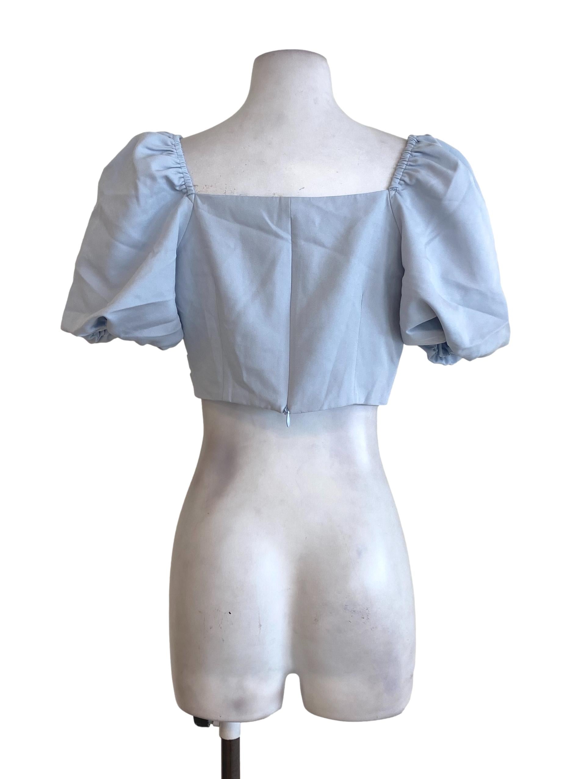 Blue Pleated Top