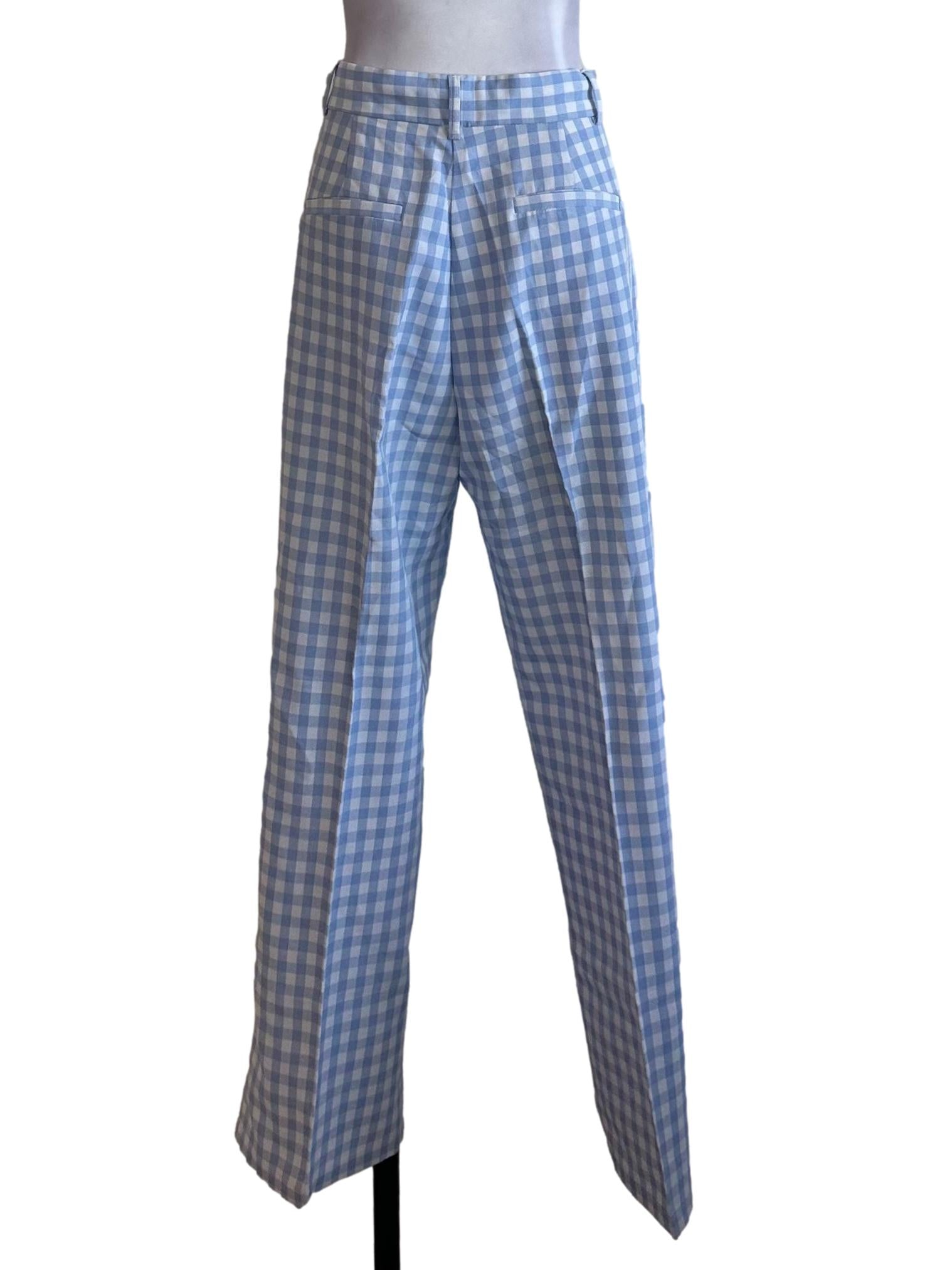 Baby Blue Plaid Pattern Pants