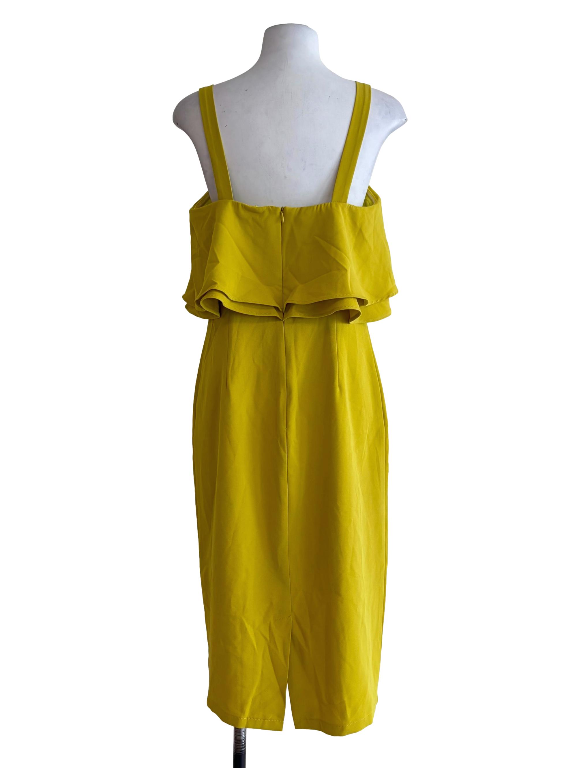 Chartreuse Green Ruffle A-Line Dress