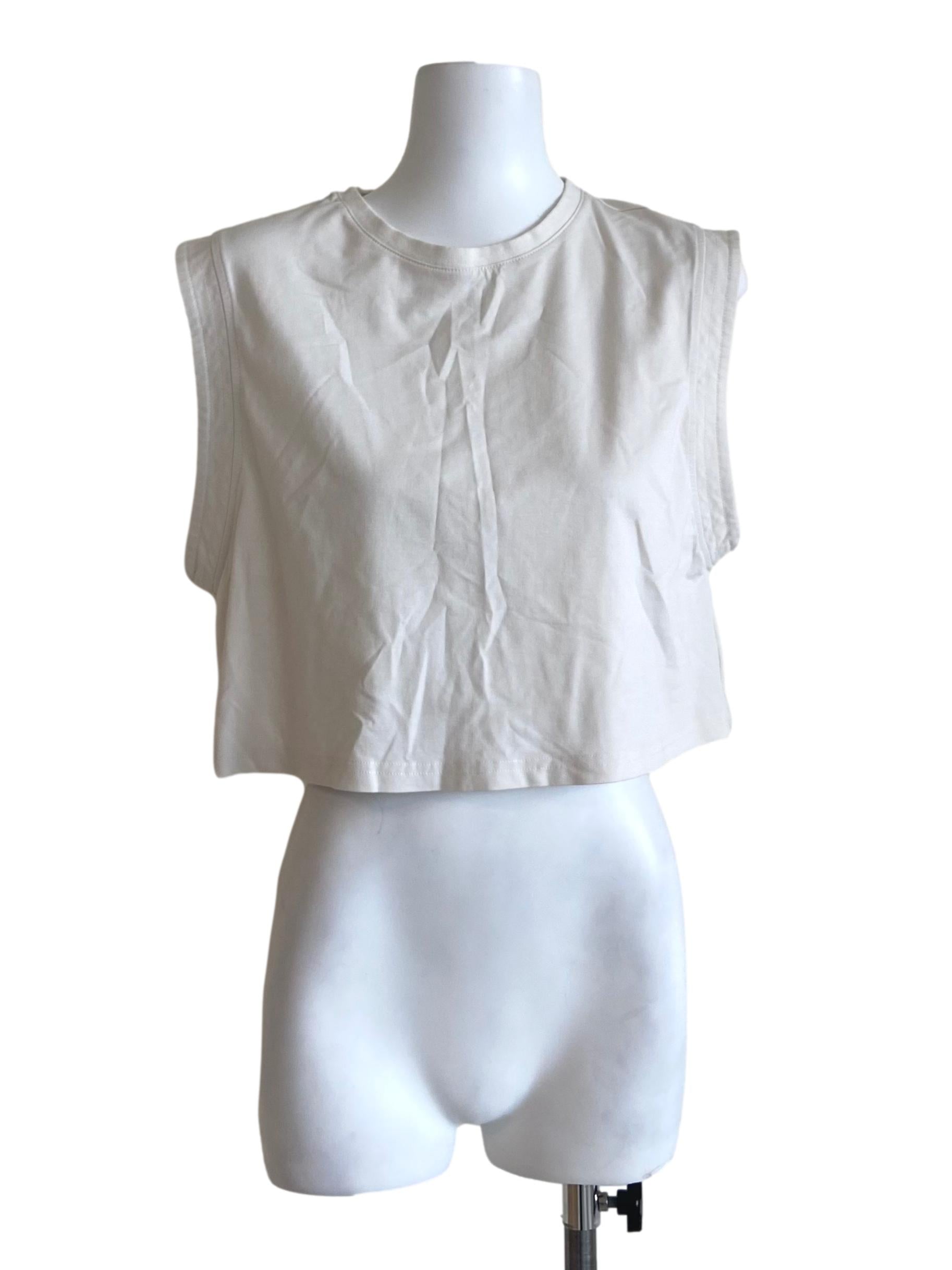 White Cowl Sleeve Crop Top
