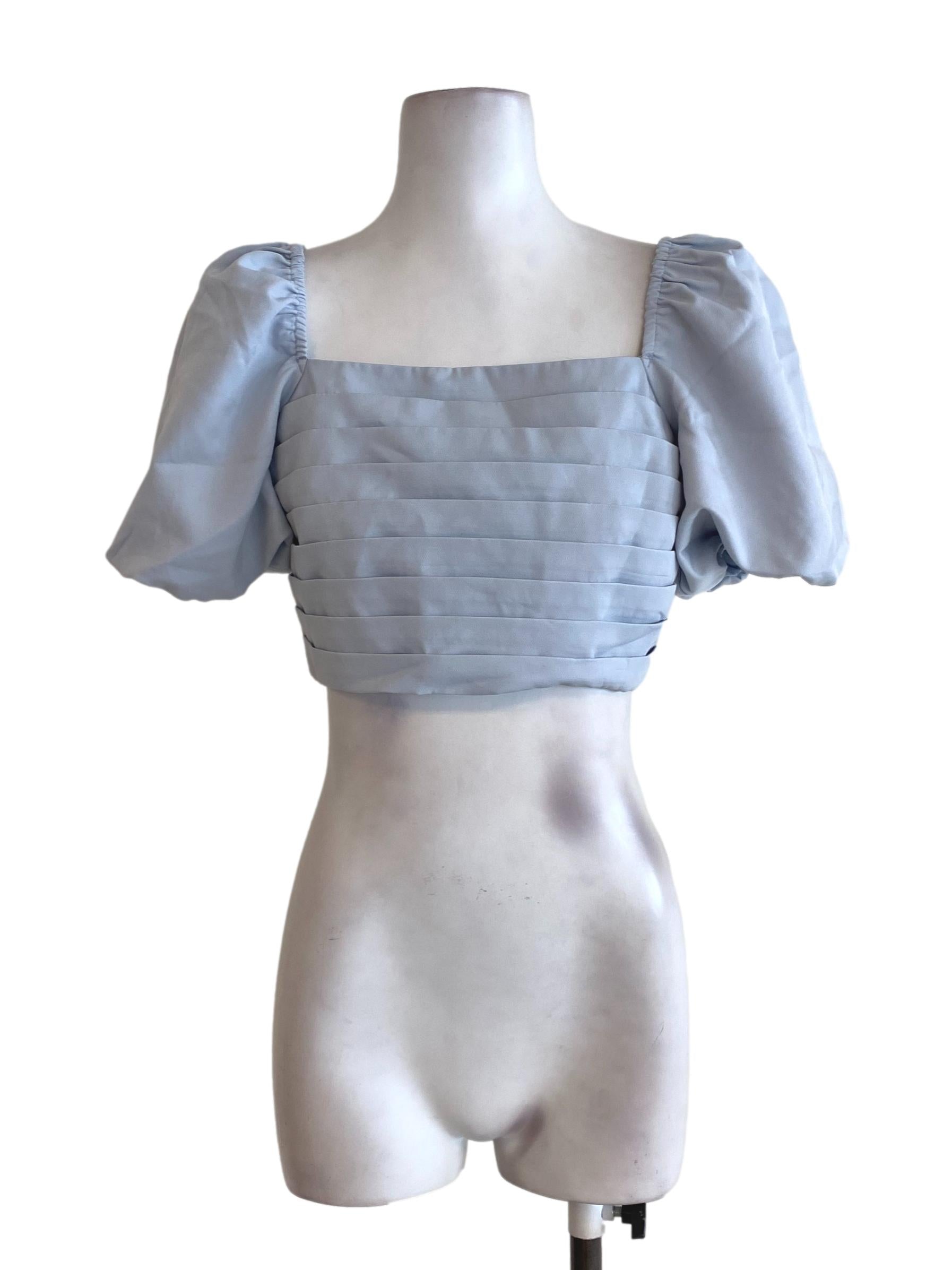 Blue Pleated Top