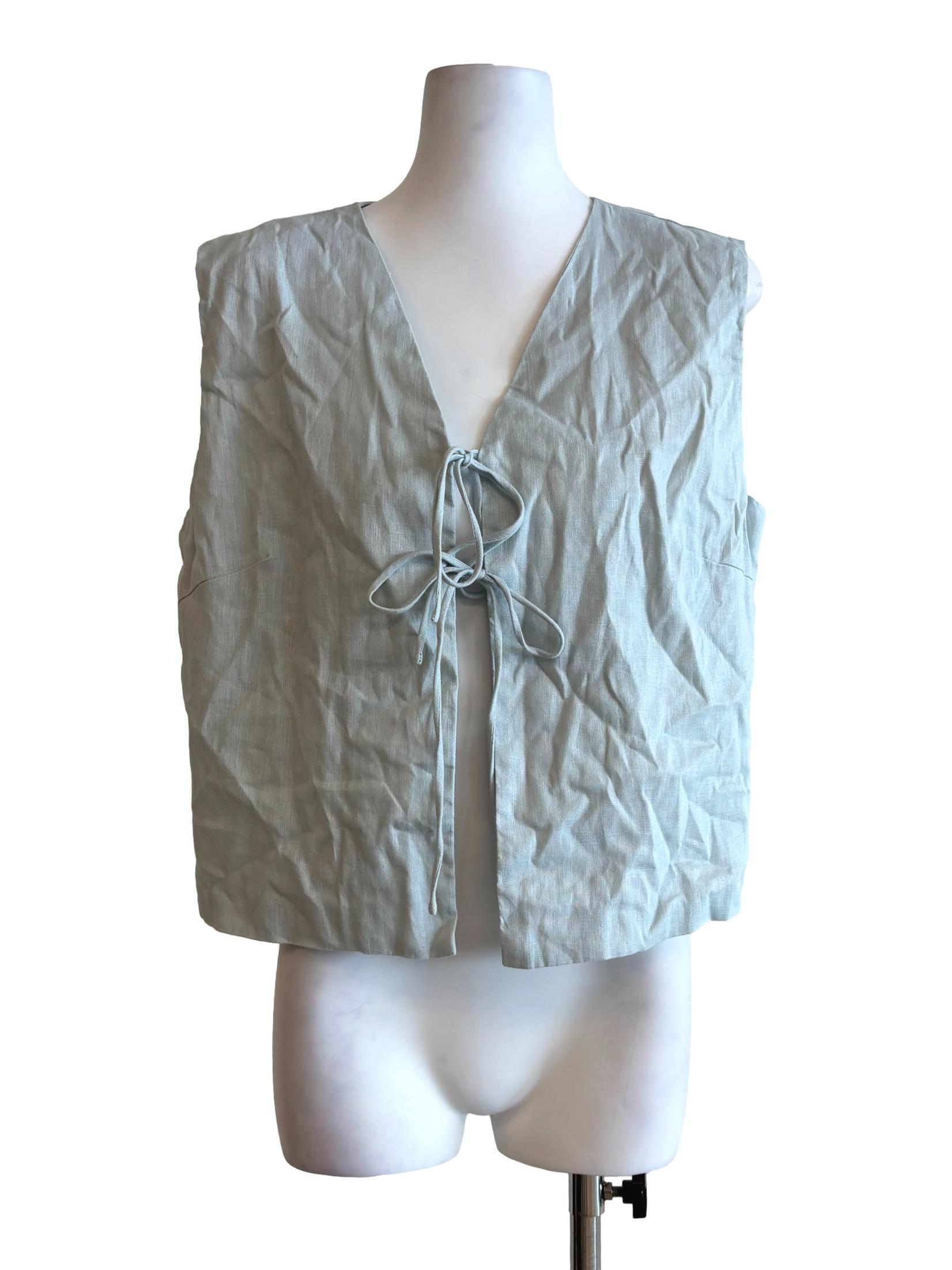 Baby Blue Sleeveless Ribbon Top TEM