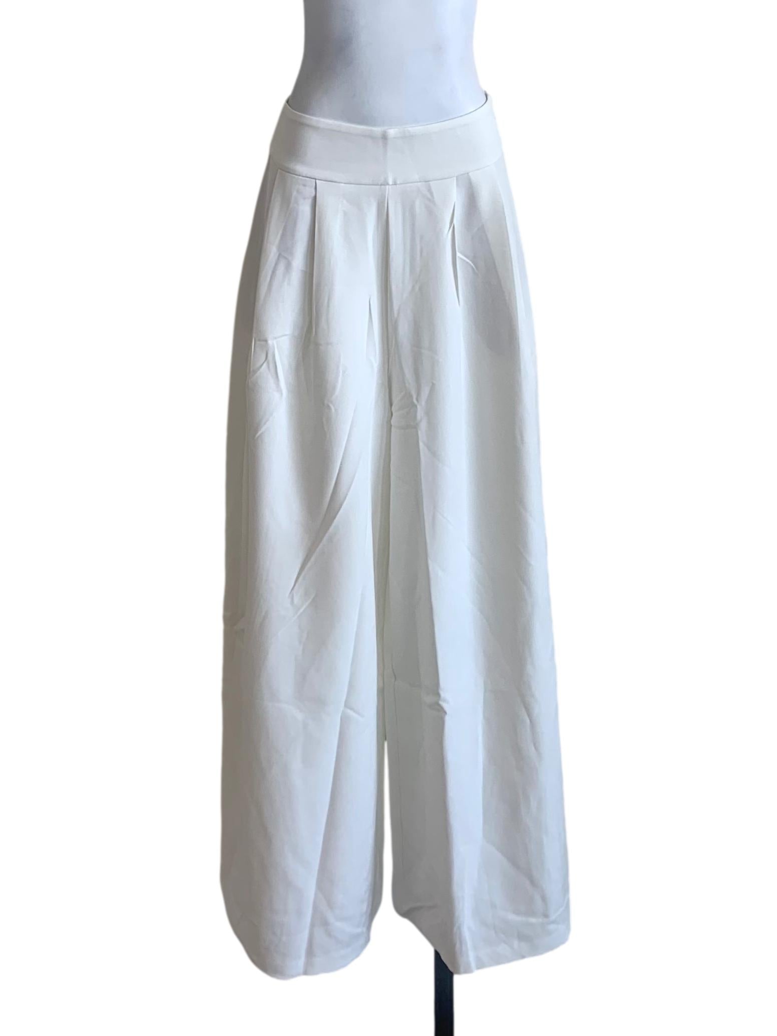 Chiffon White Wide Leg Pants