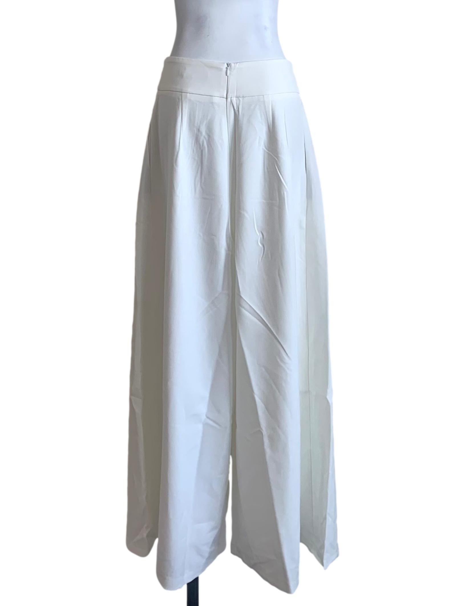 Chiffon White Wide Leg Pants