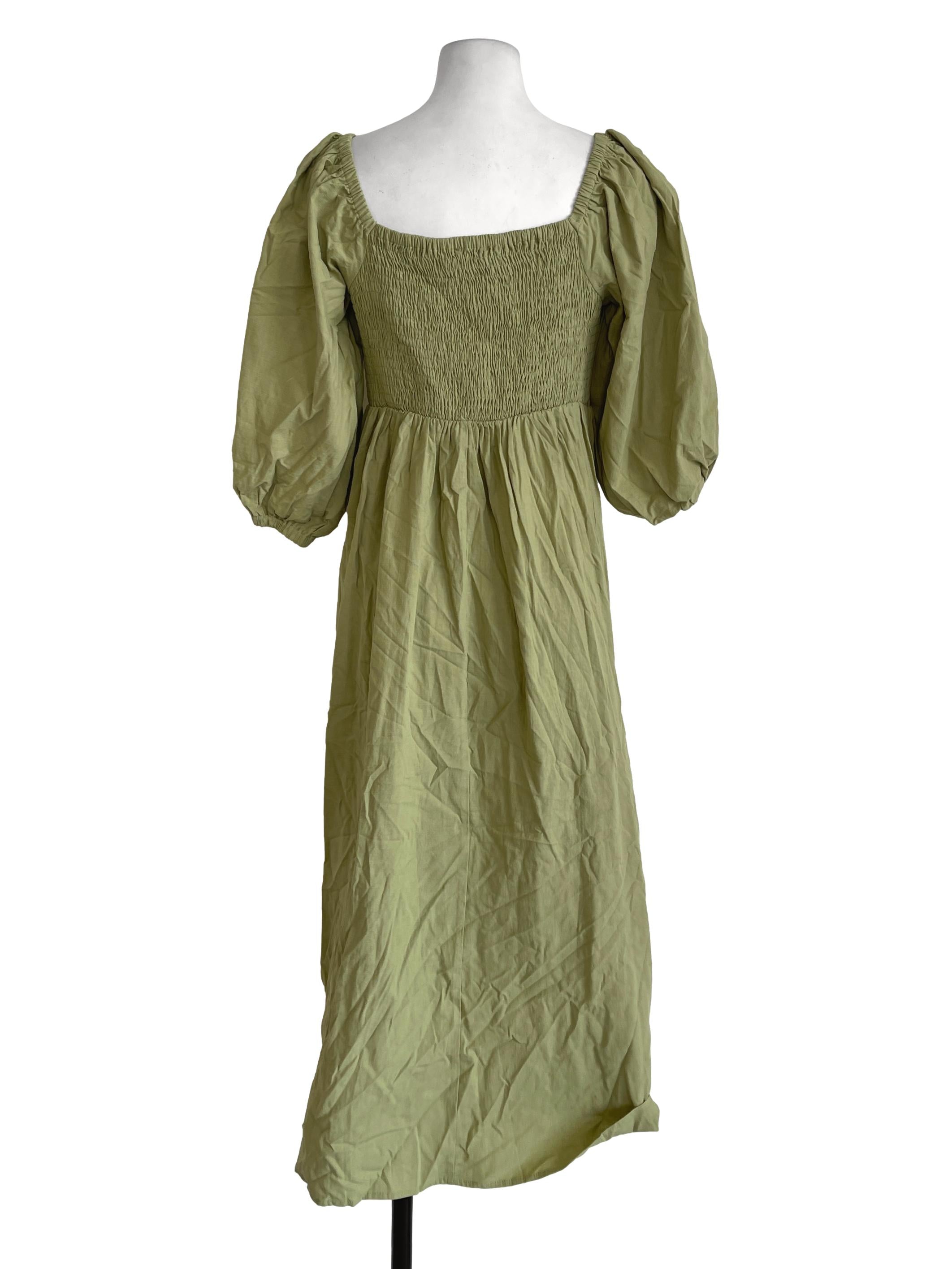 Lime Green Elastic Shoulder Dress LB