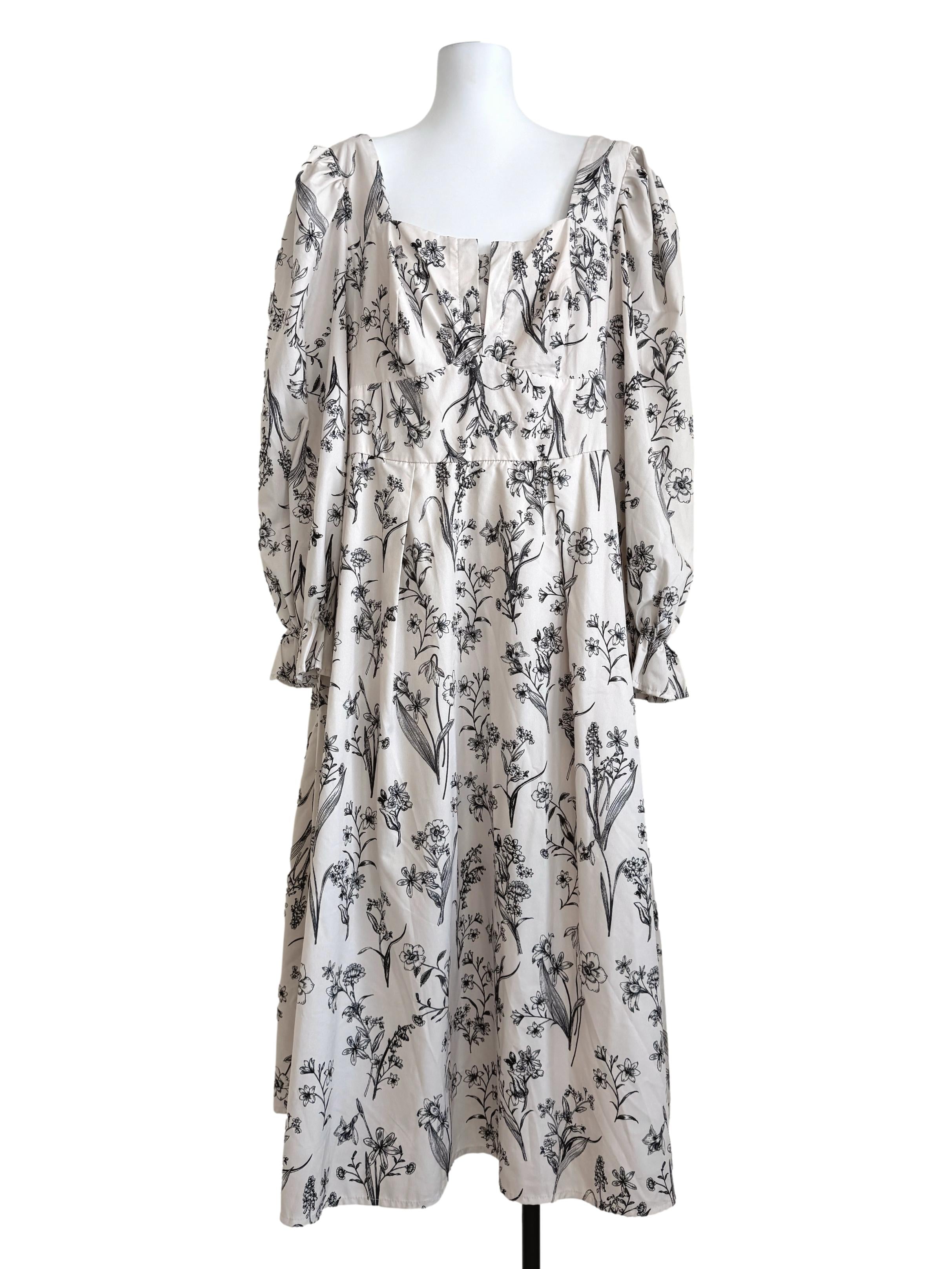 Ivory White Flower Printed Dress