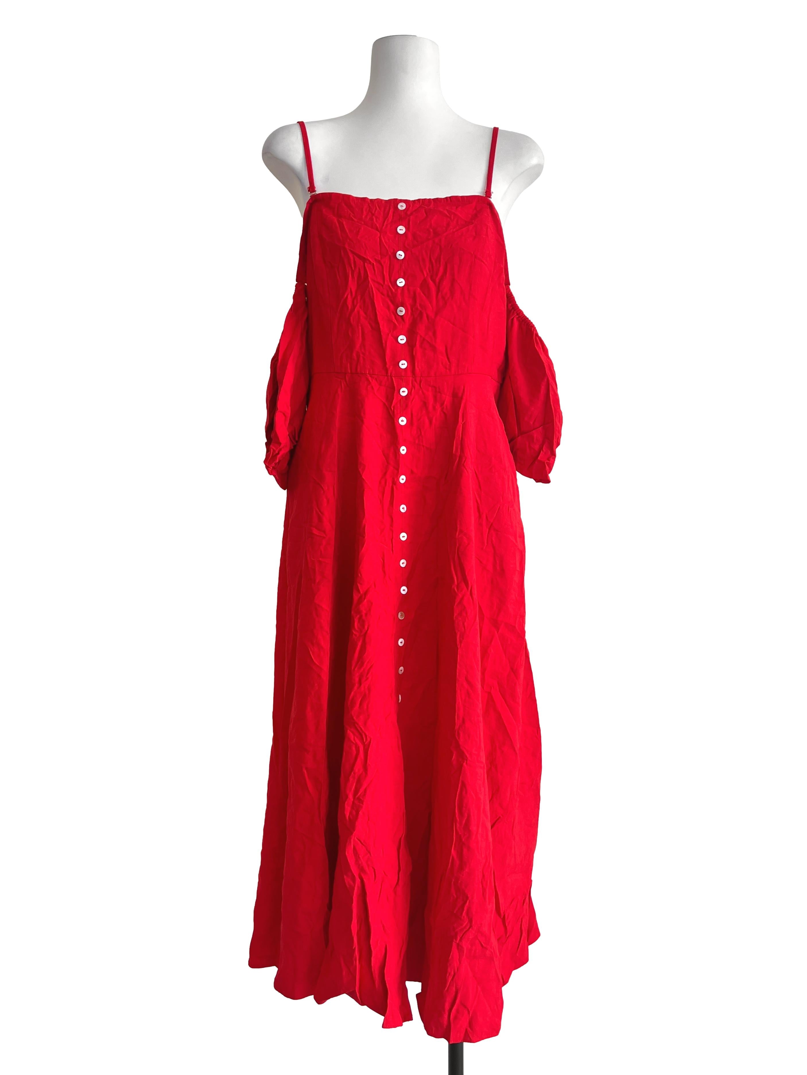 Chilli Red Off Shoulder A-Line Dress