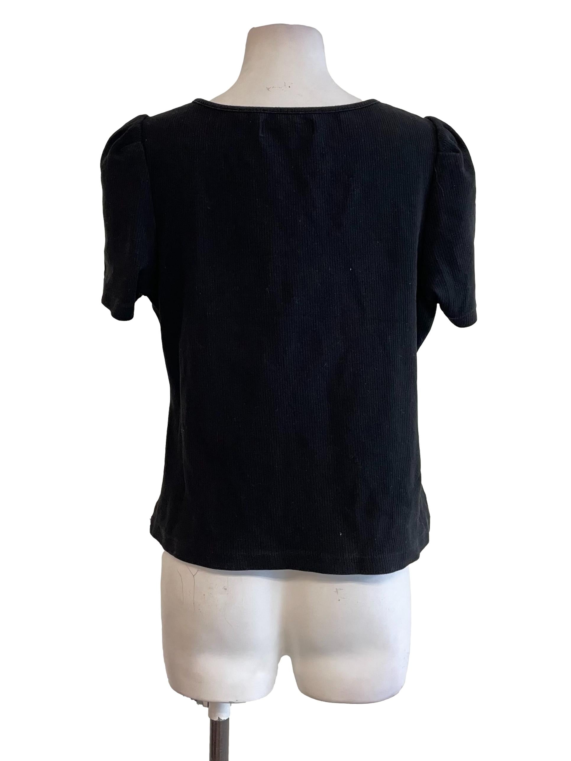 Black Mutton Sleeves Top