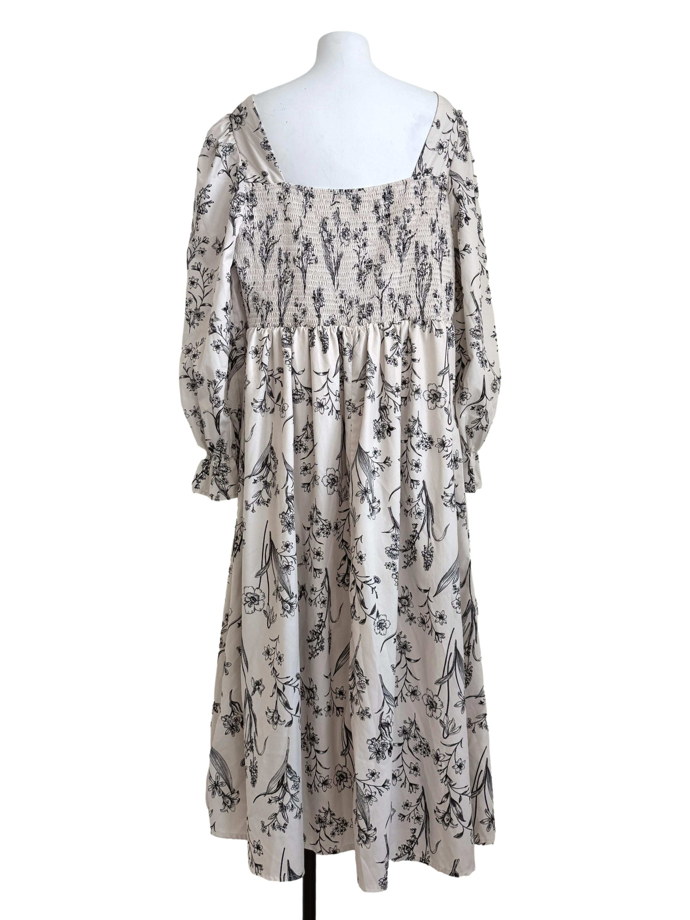 Ivory White Flower Printed Dress