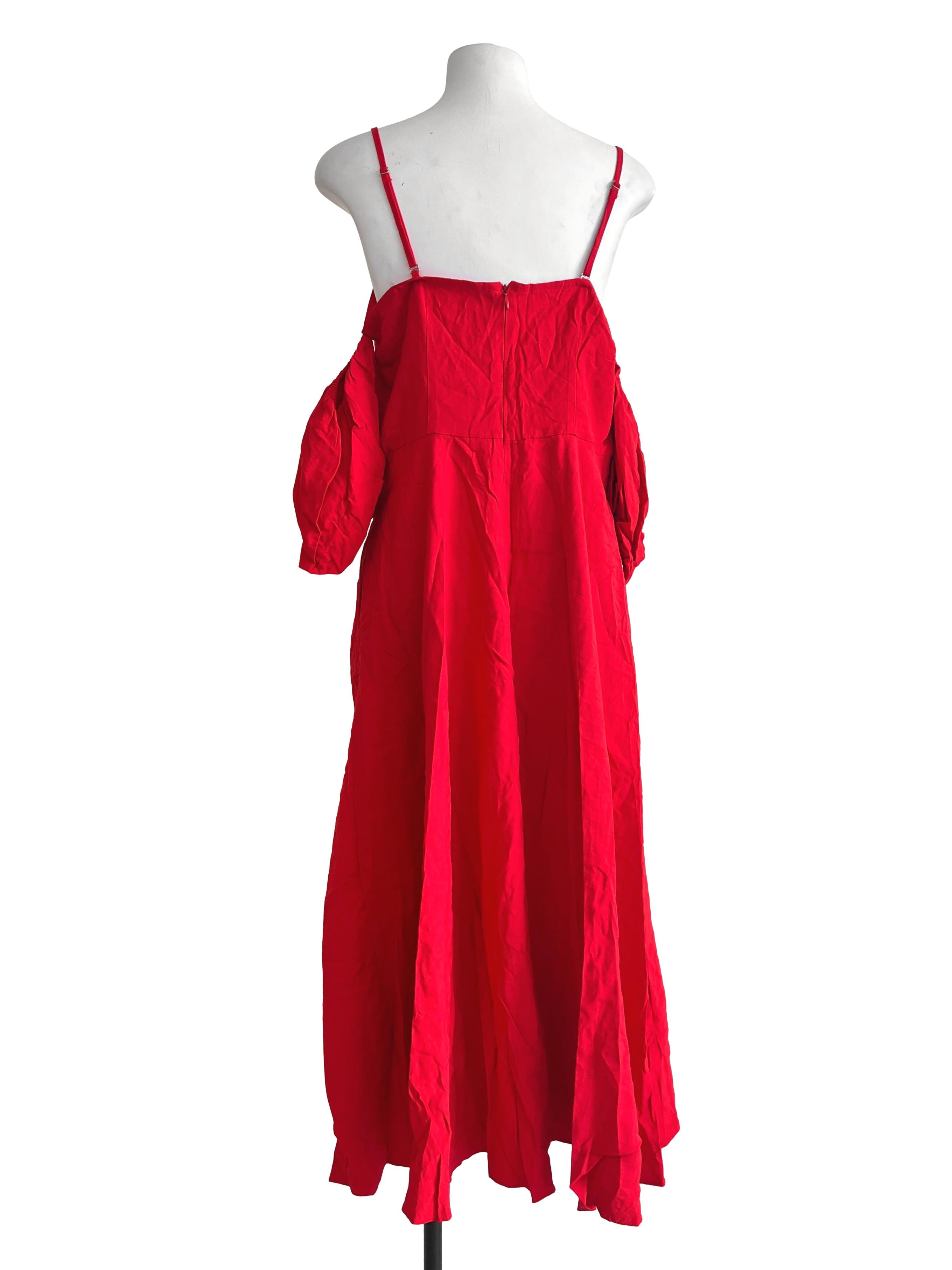Chilli Red Off Shoulder A-Line Dress