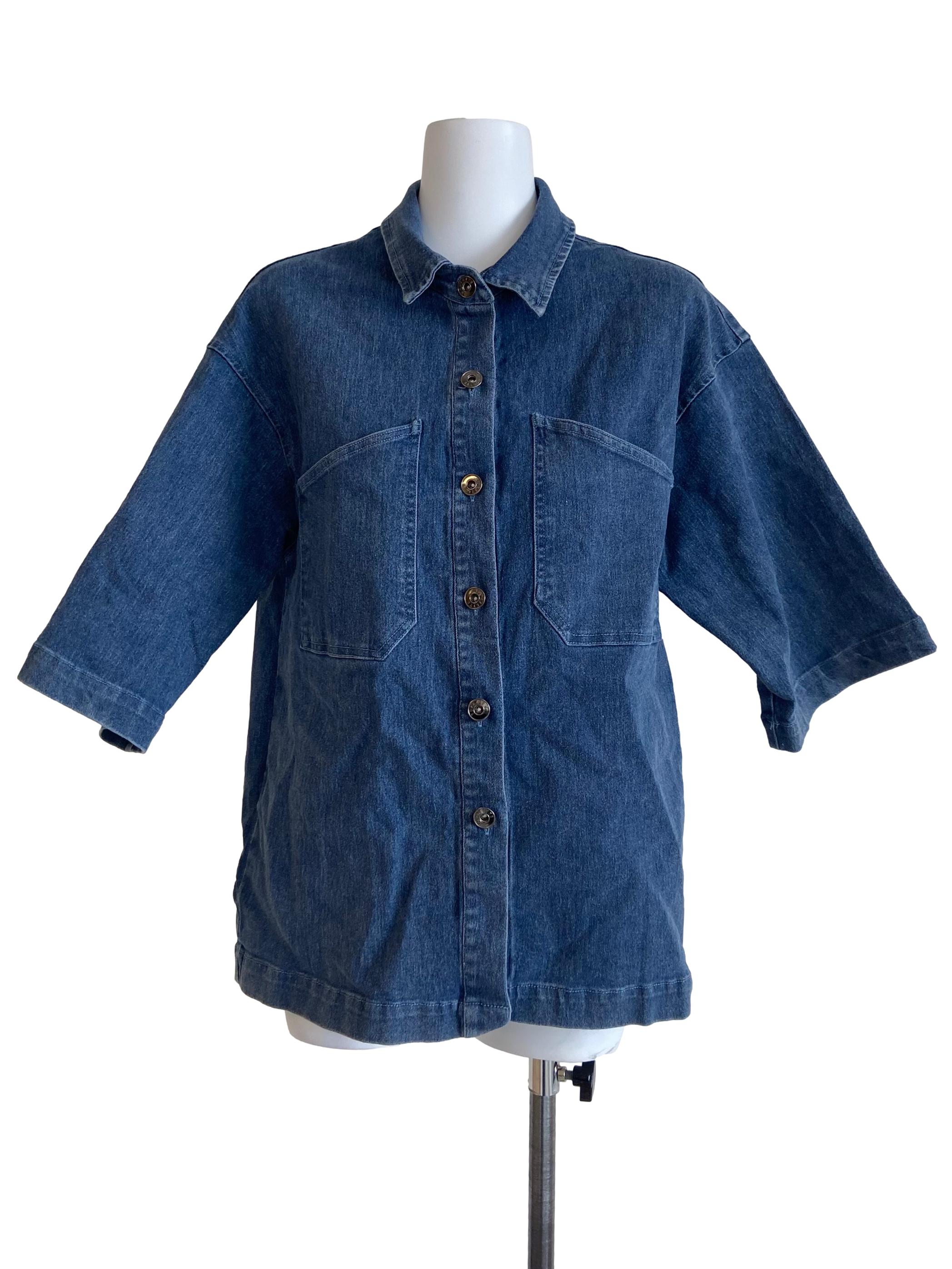 Denim Blue Button Down Jeans Top