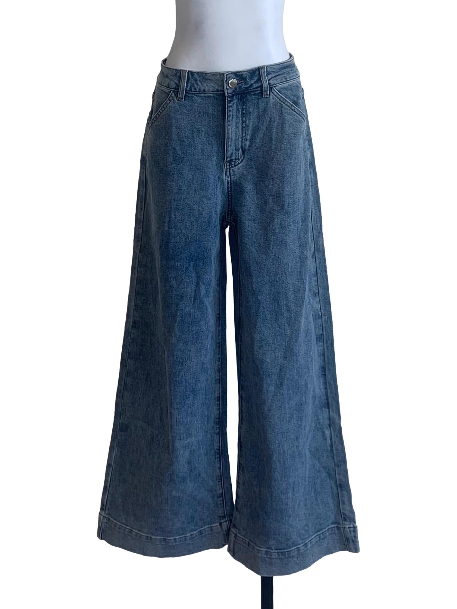 Aegean Blue Wide Leg Jeans