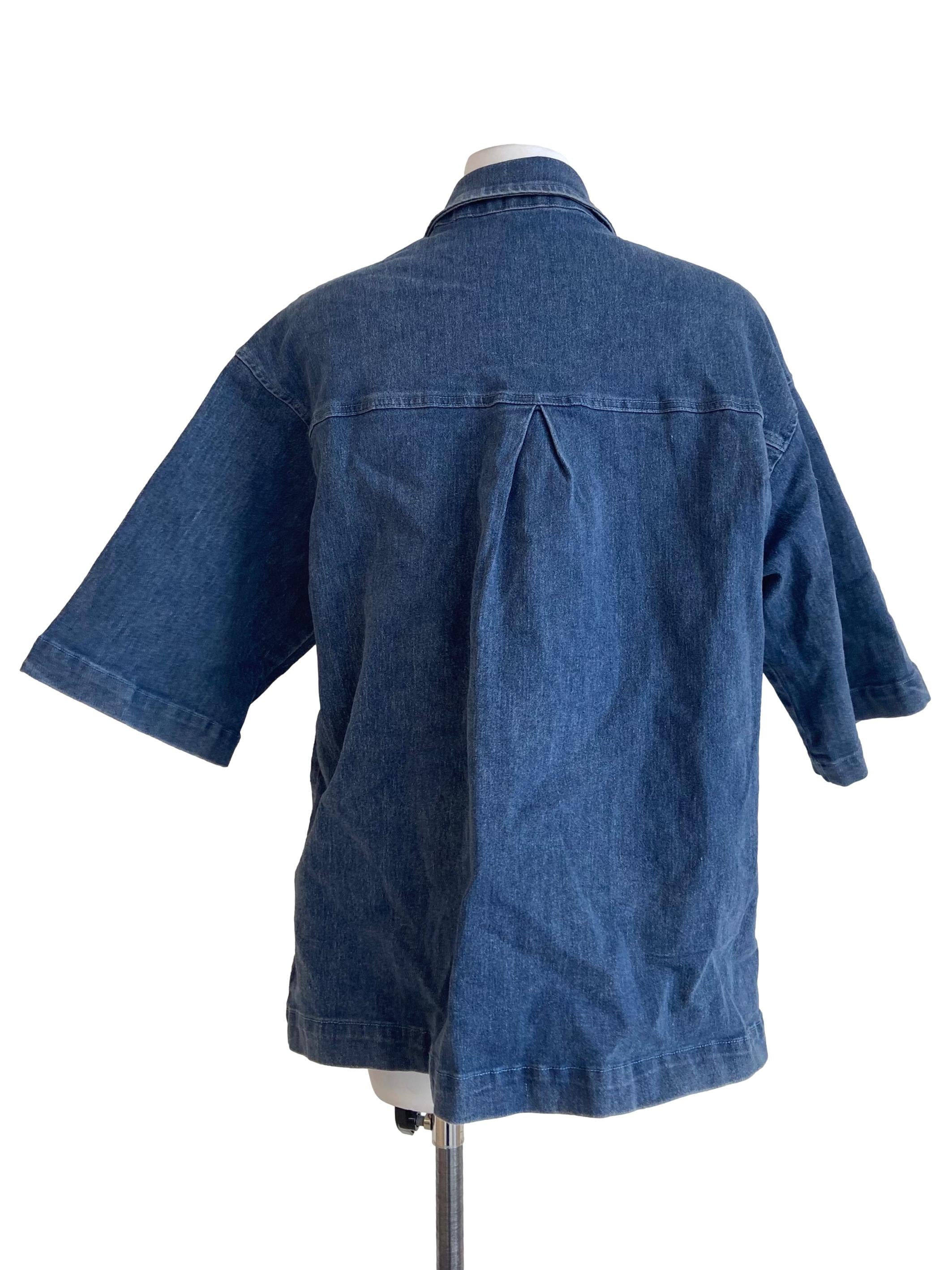 Denim Blue Button Down Jeans Top