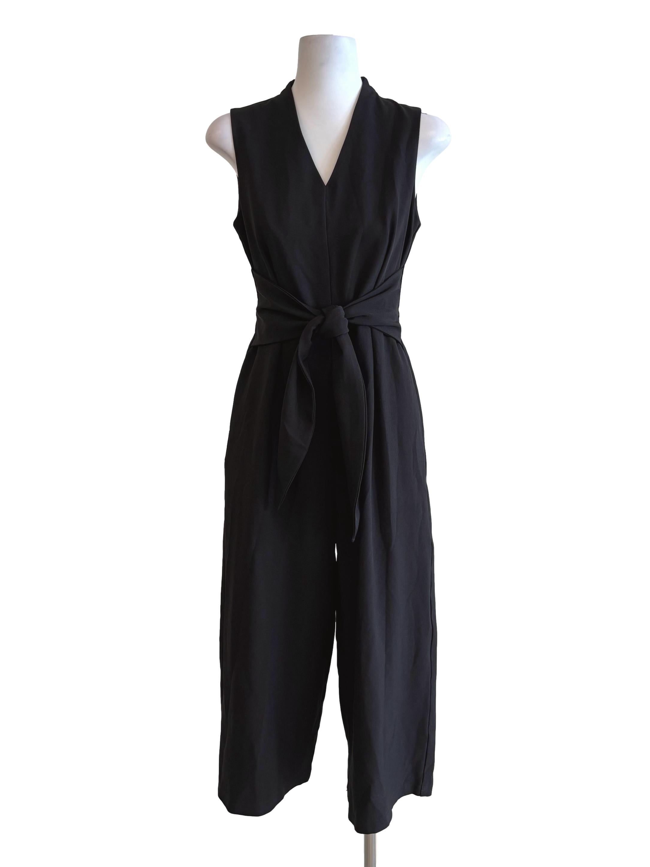 Jet Black Sleeveless V-Neck Jumpsuit