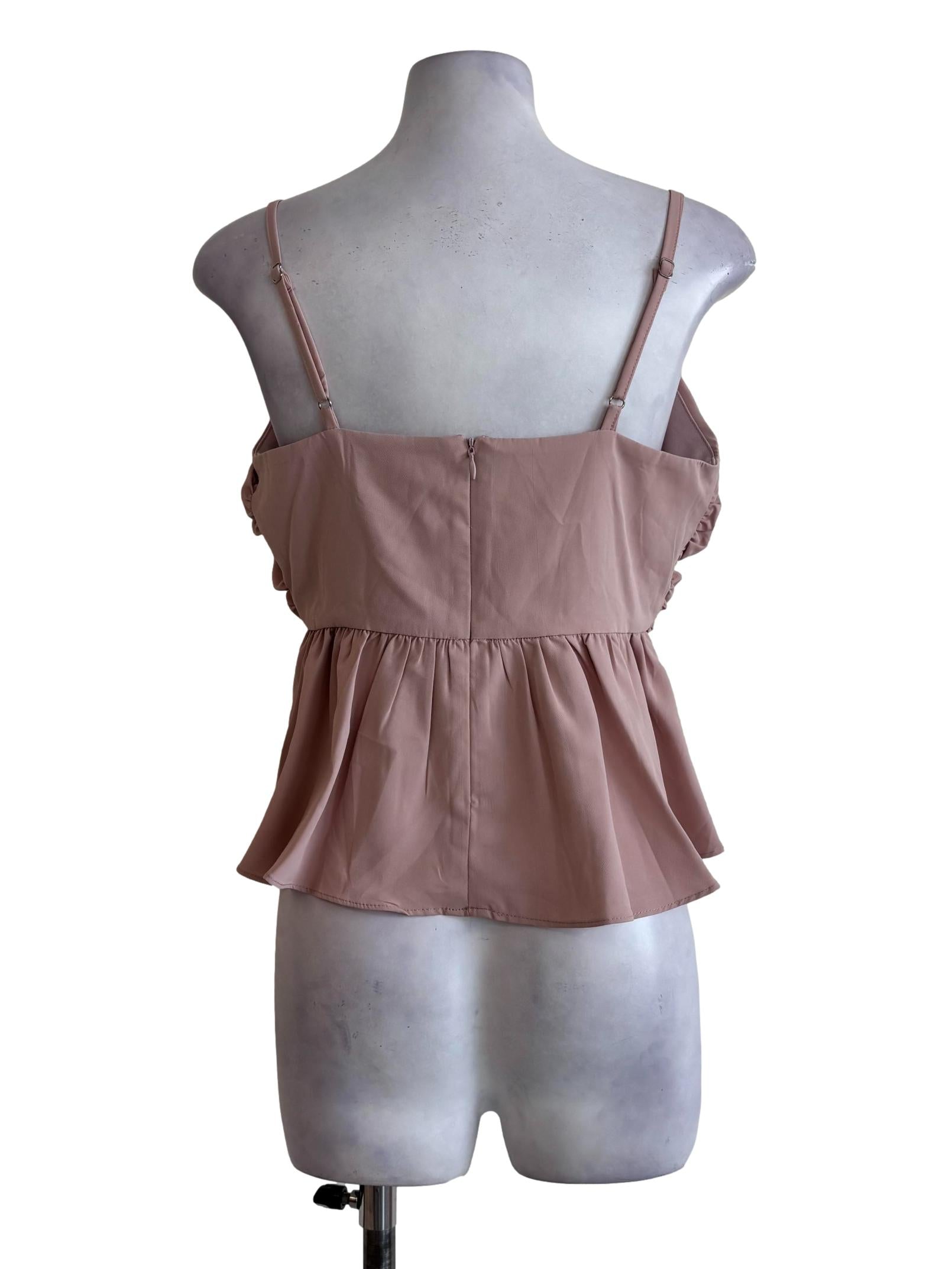 Nude Pink Sweetheart Neckline Smocked Top