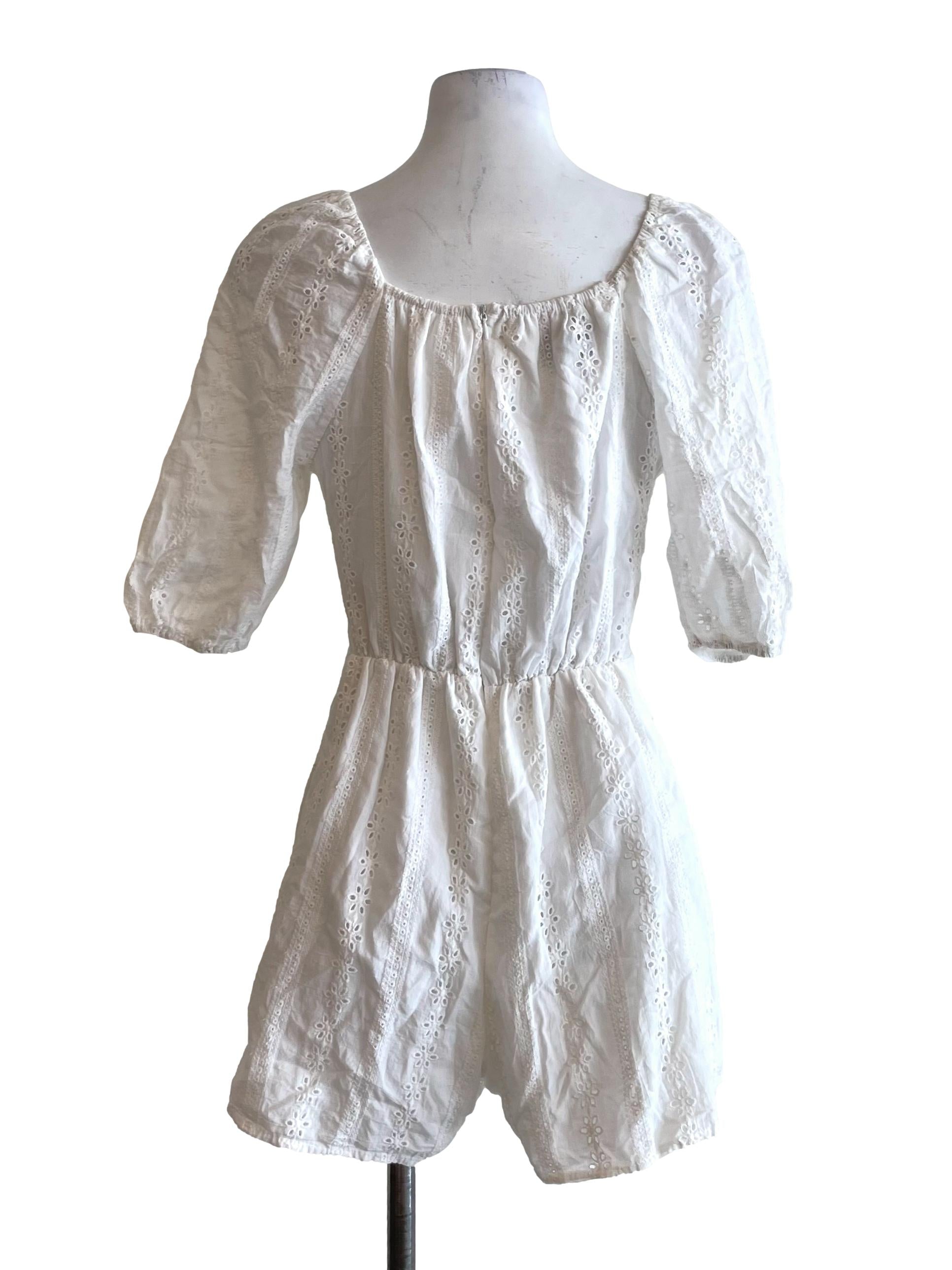 White Hollow Sweetheart Romper