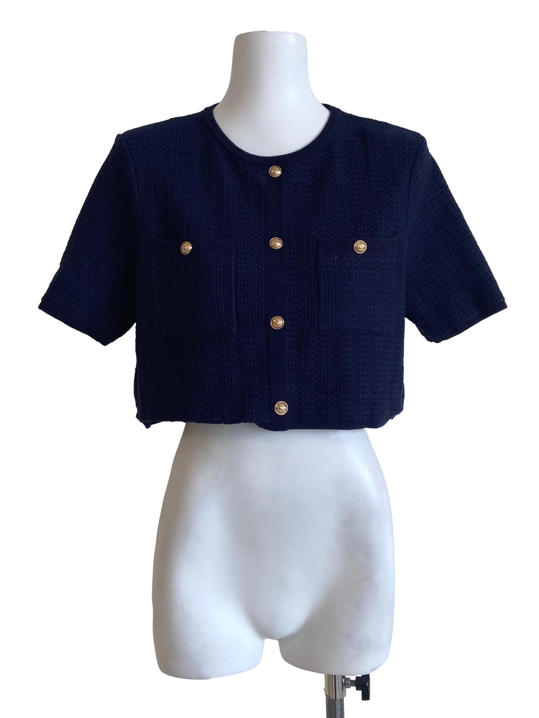 Navy Blue Knitted Blouse