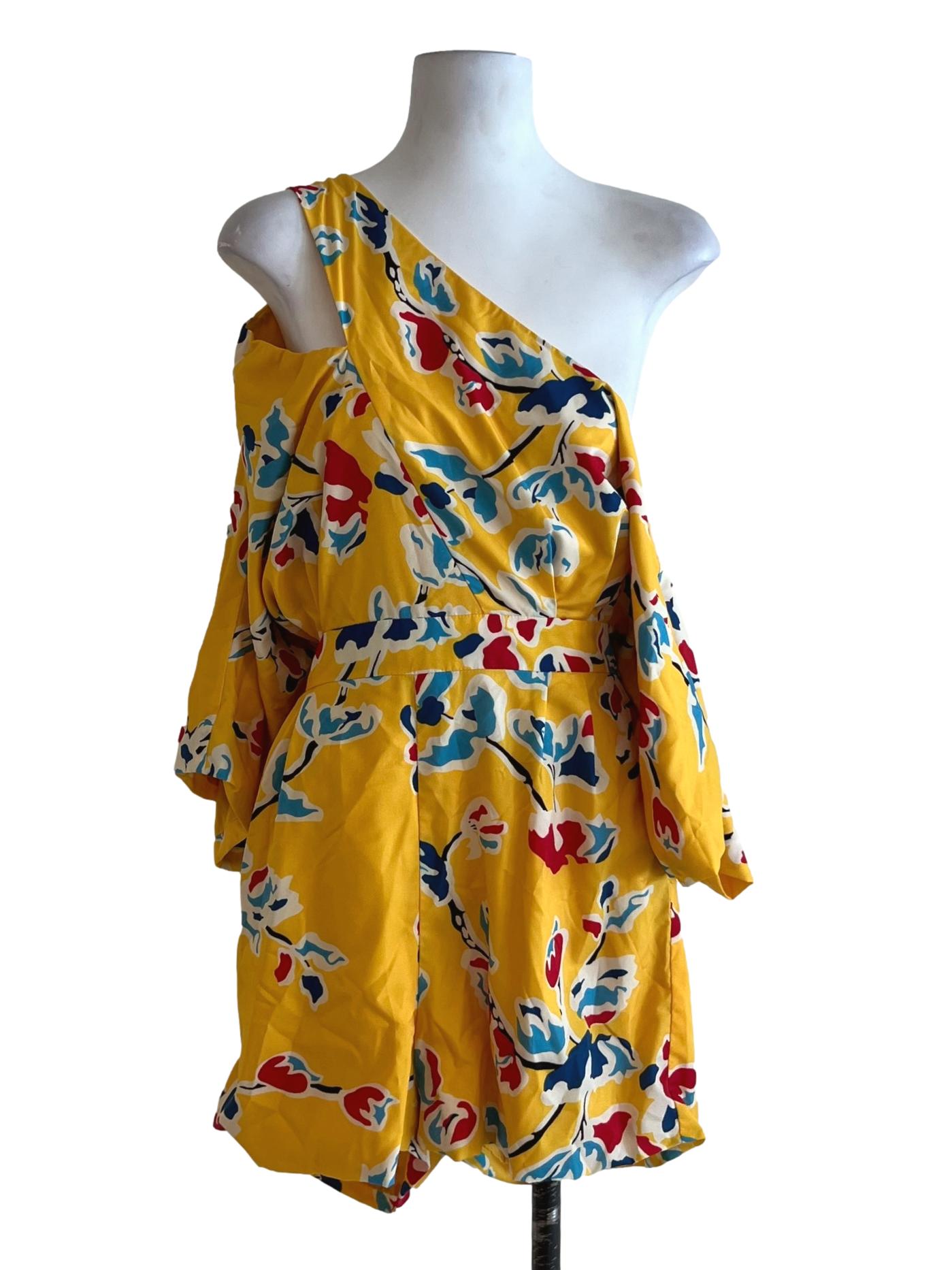 Canary Yellow Abstract Romper