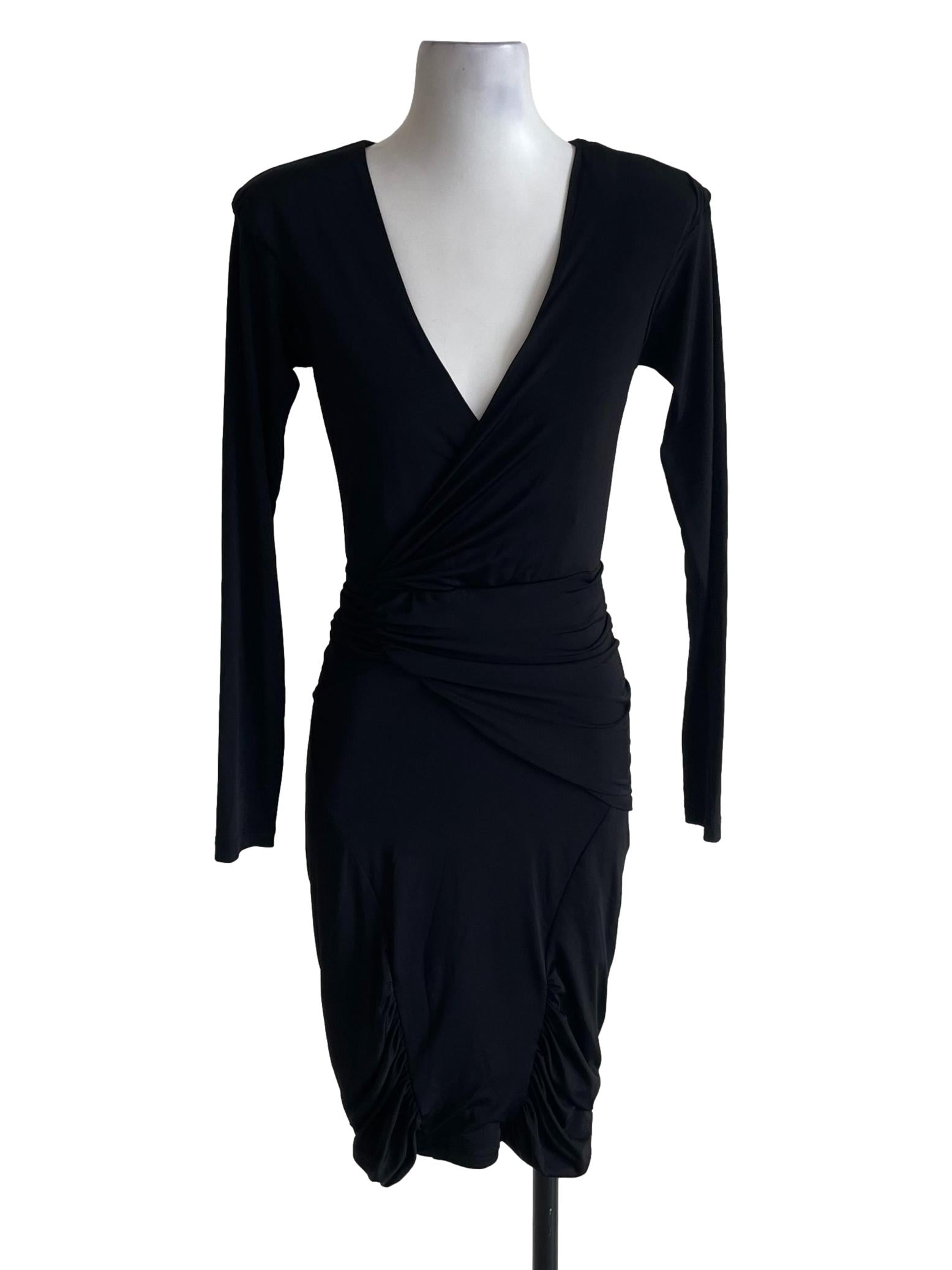 Black Deep V Neck Bodycon Dress
