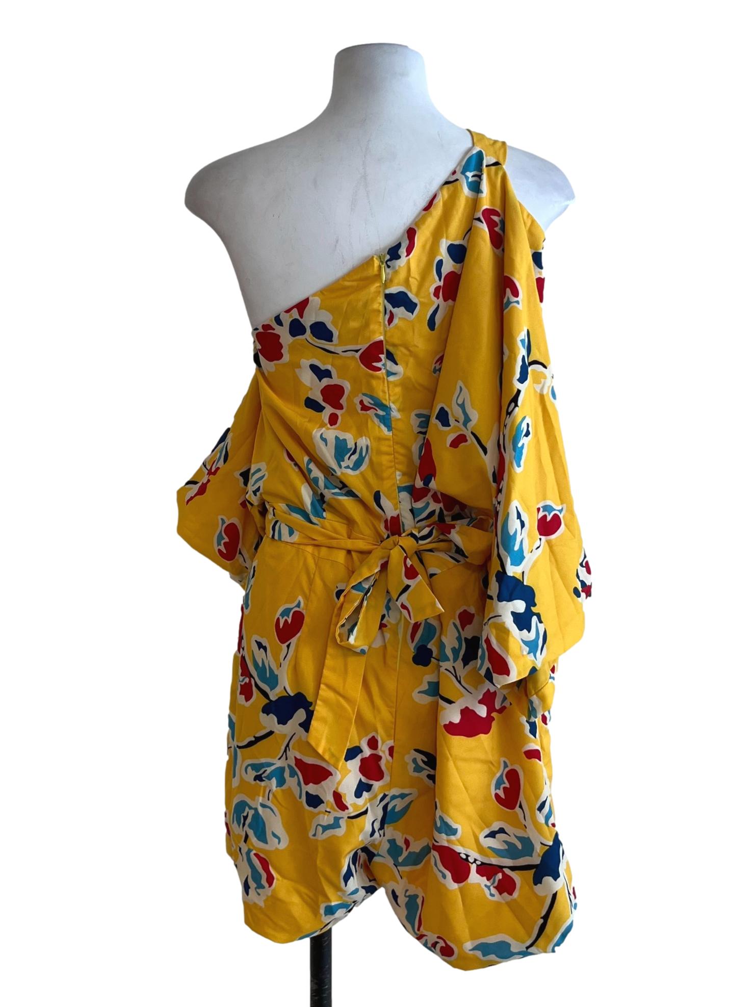 Canary Yellow Abstract Romper