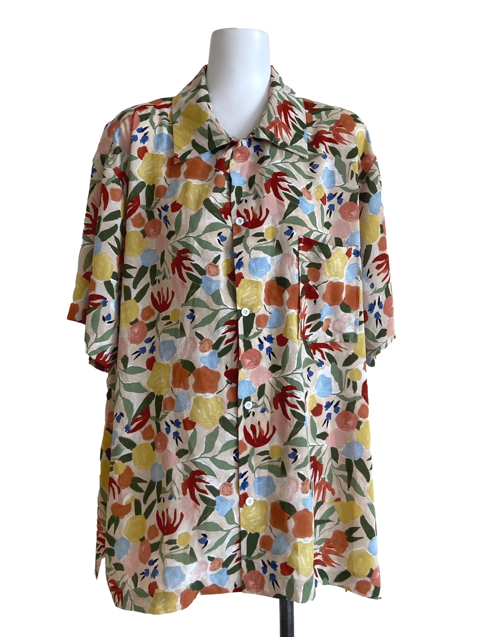 Linen Multicolor Button Down Shirt Blouse