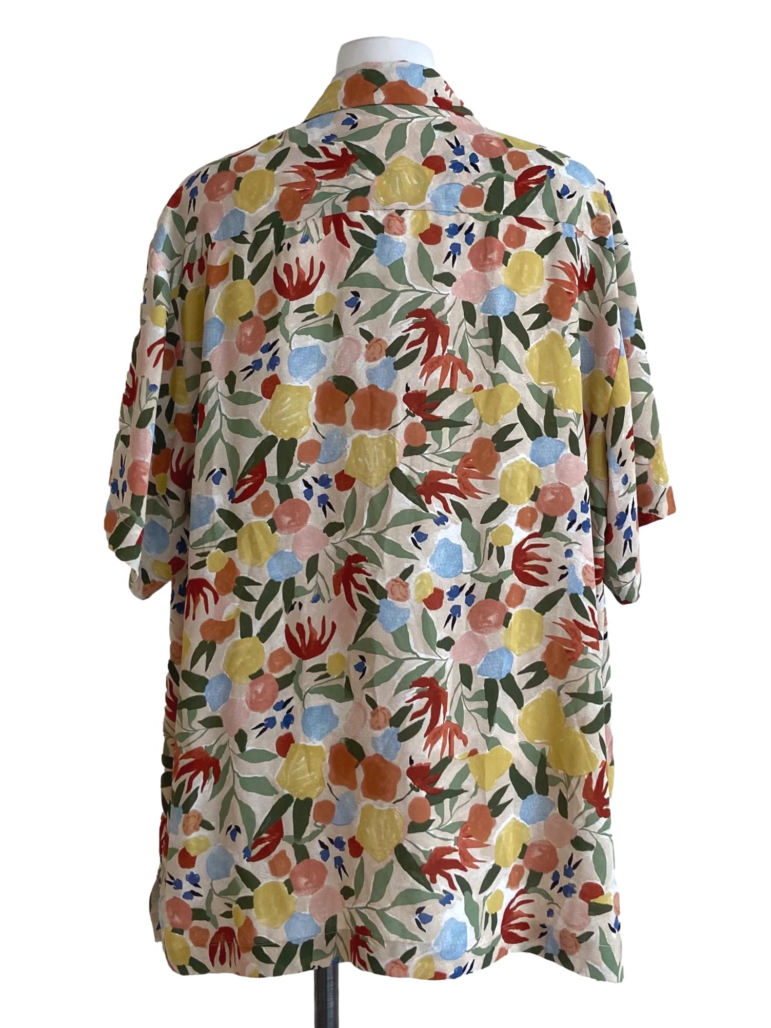 Linen Multicolor Button Down Shirt Blouse
