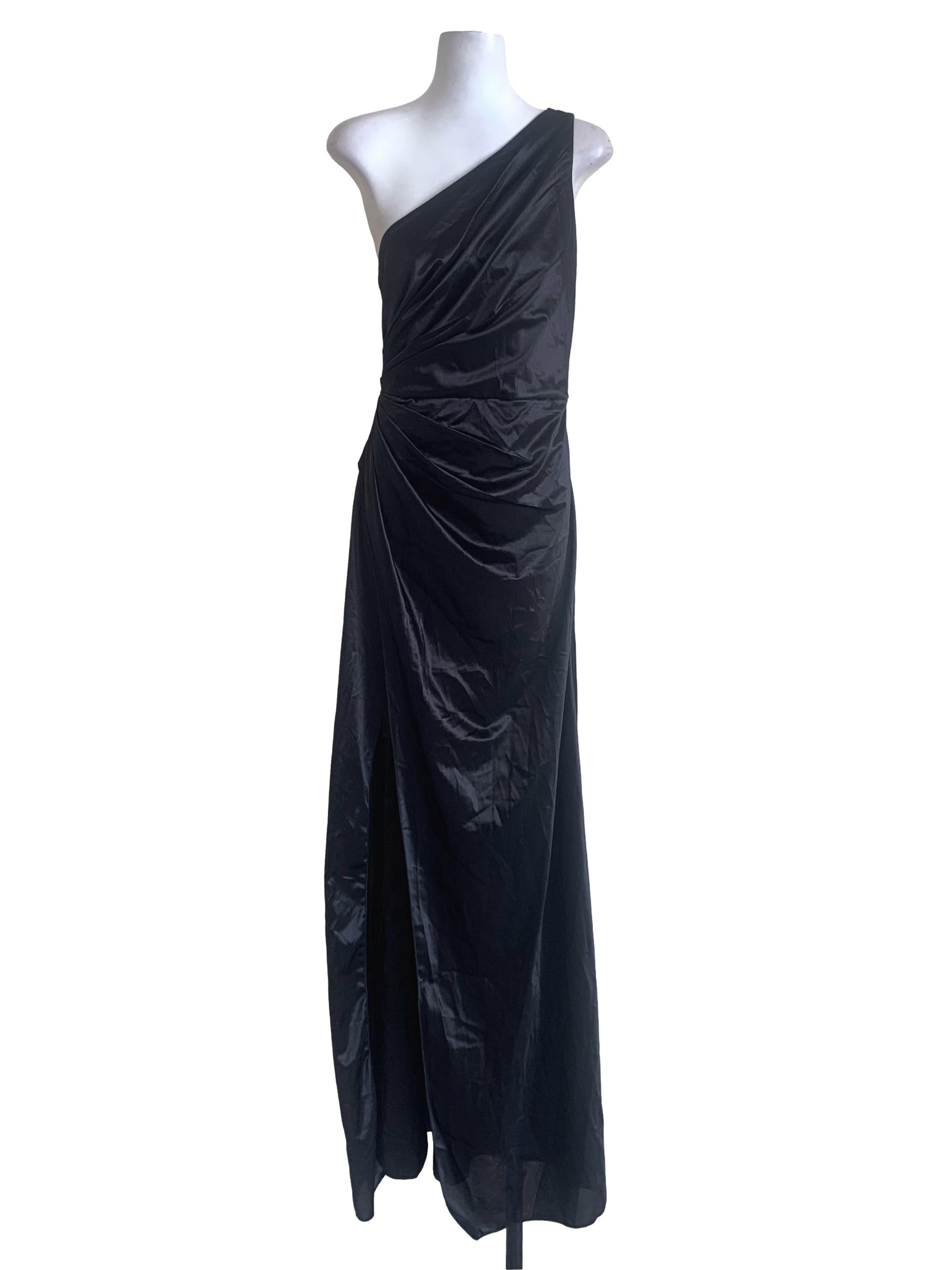 Black Asymmetrical Neck Dress