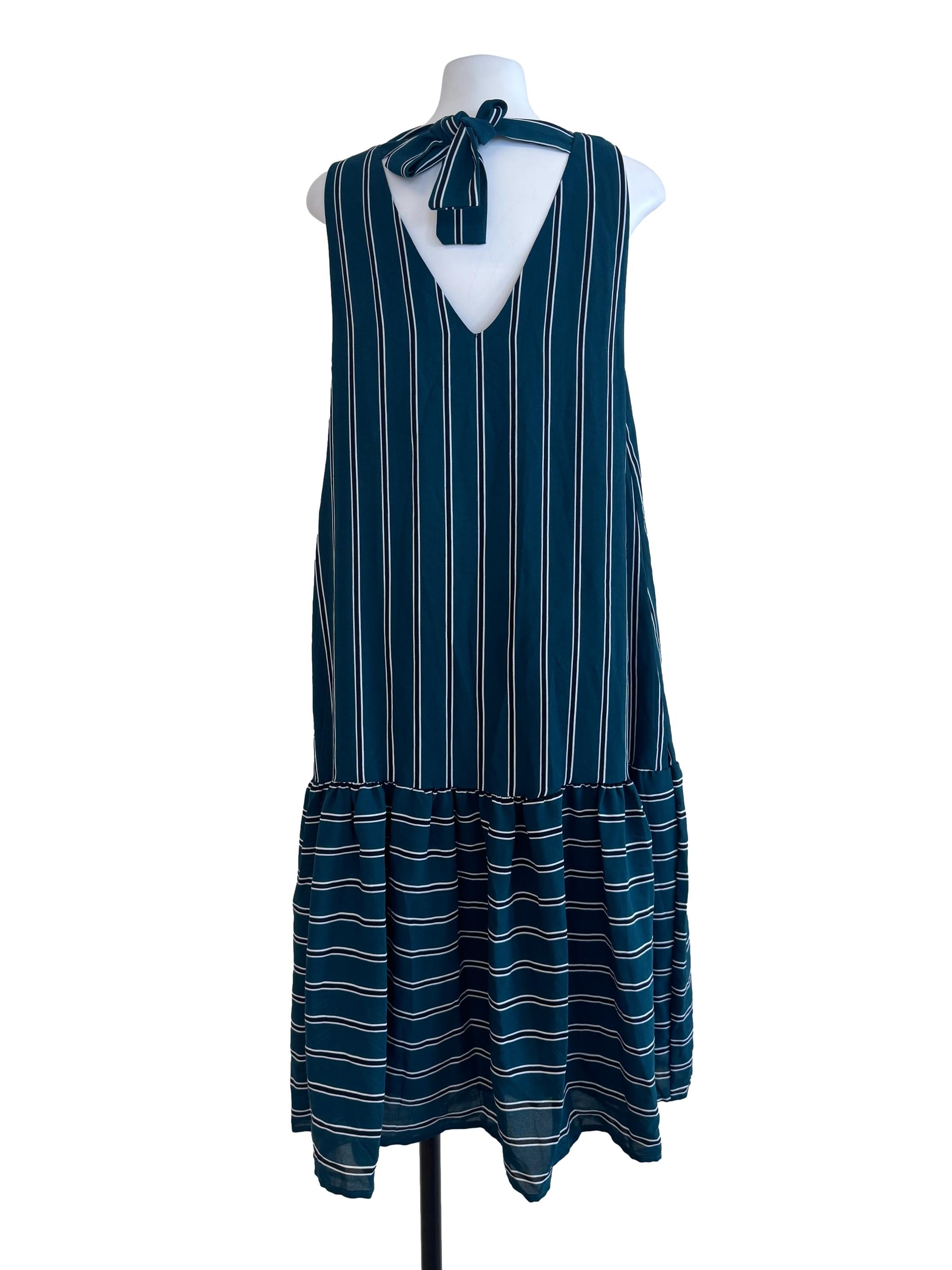 Green Stripes Sleeveless Dress TEM